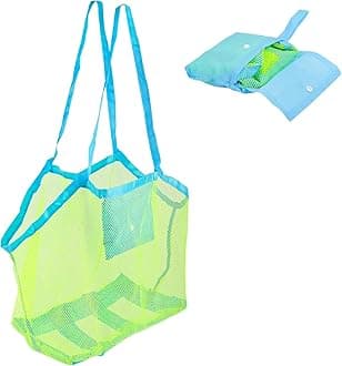 LONIMIA Beach Toy Bag, Large, Beach Bag, Mesh Bag for Sand Toy, Water Toy, Reusable and Foldable Children's Tidy Bag for Beach, Picnic, Swimming Pool, Family Holiday