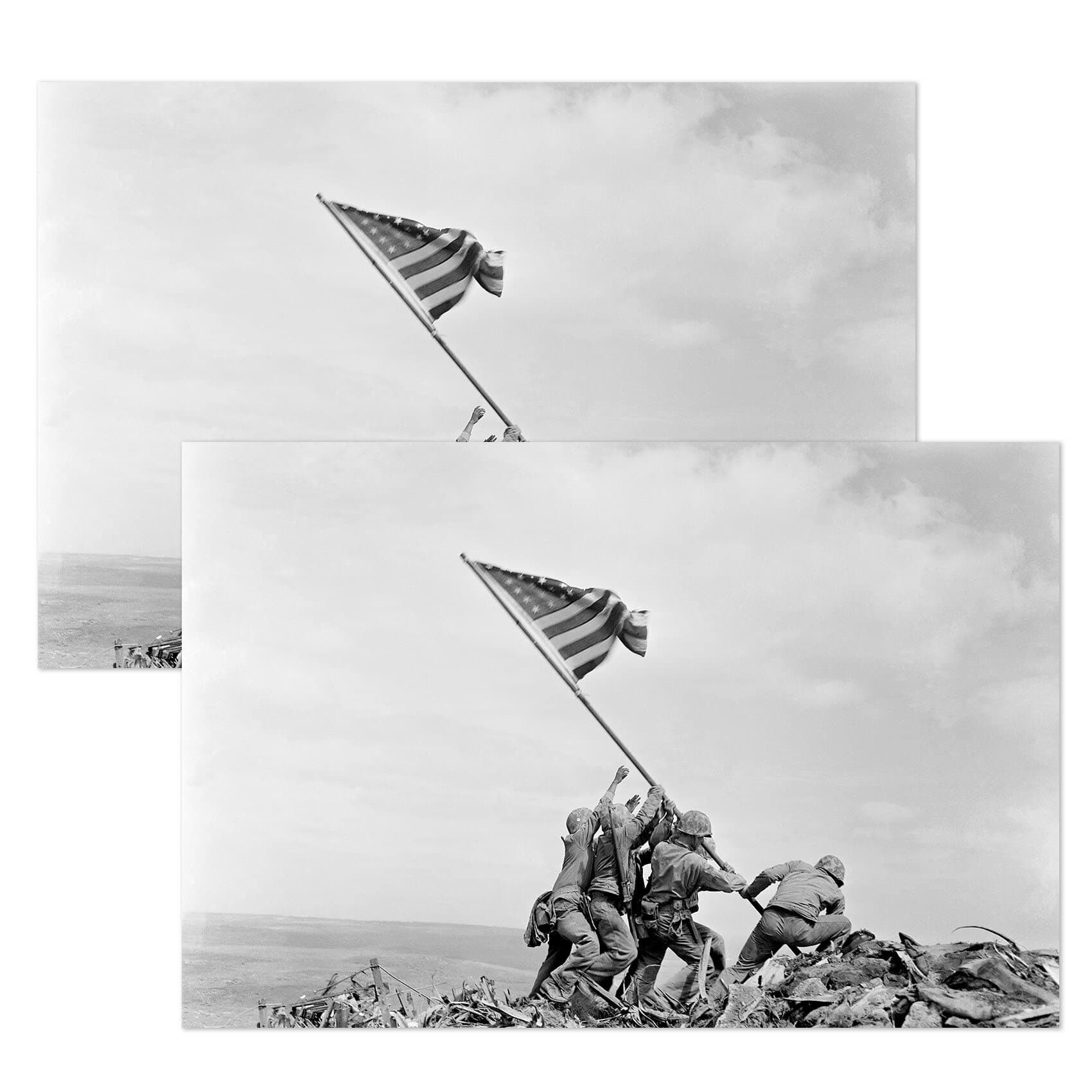 Gufro 2Pcs Canvas Wall Art World War II Flag at Iwo Jima Art Poster -Perfect Decorate and Gifts for Military Veterans and Patriots - 12X18 Inches Unframed