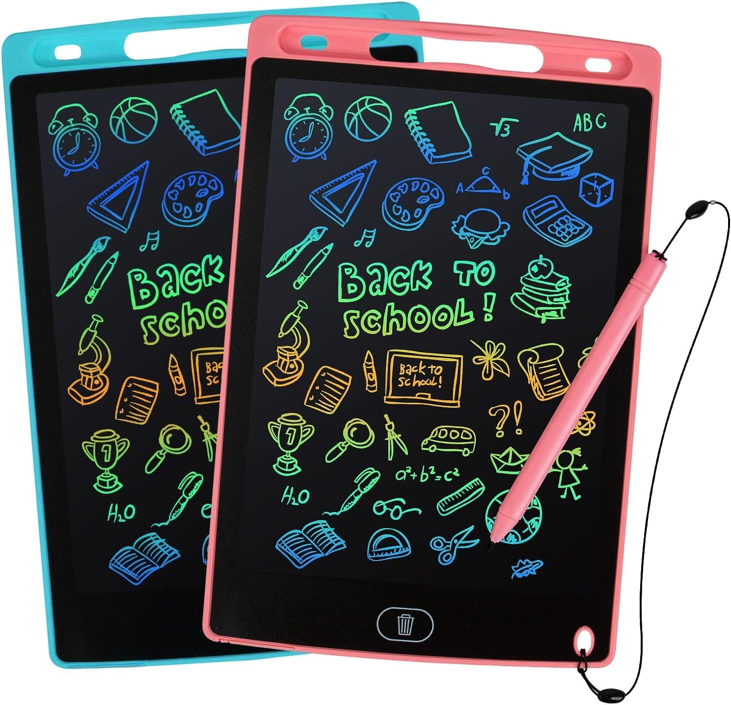 2 Pack LCD Writing Tablet, Doodle Scribbler Pad 8.5 inch Colorful Screen Drawing Board Learning Gift for Kids, Educational Toys for 3-6 Years Old Boys & Girls, Pink+Blue