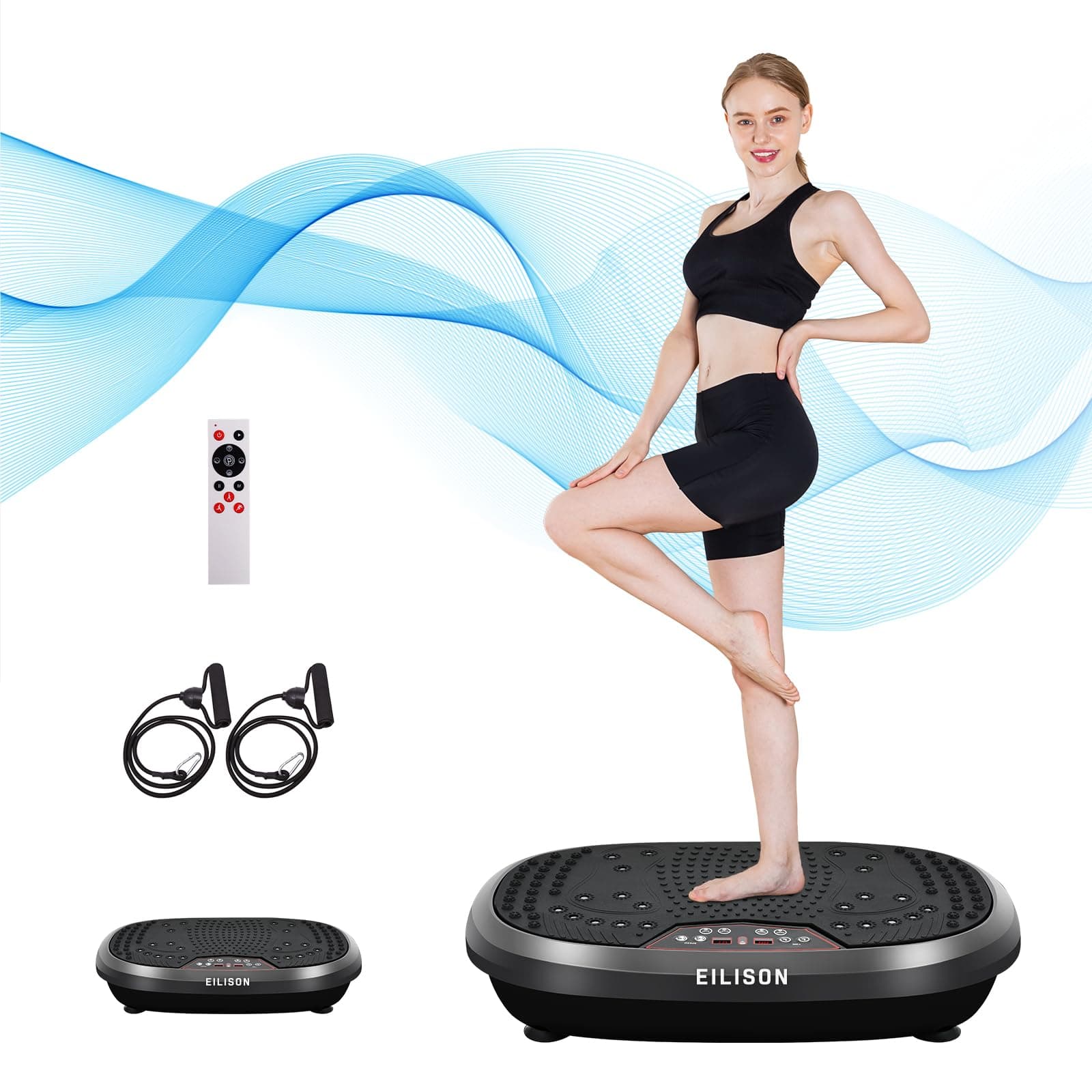 FitMax 3D XL Vibration Plate Exercise Machine - Whole Body Workout Vibration Platform w/Loop Bands - Lymphatic Drainage Machine for Weight Loss, Shaping, Wellness, Recovery
