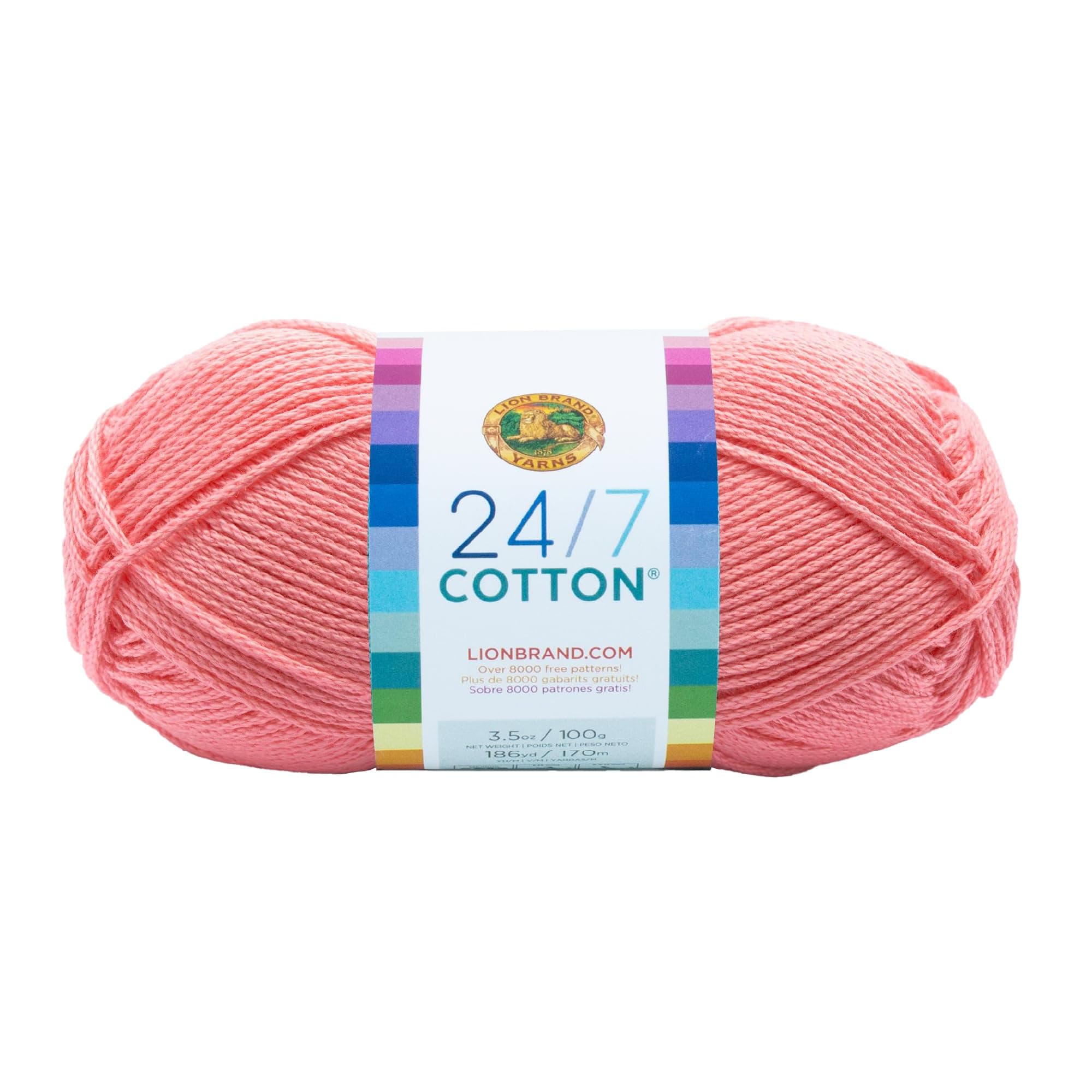 Lion Brand Yarn 761-101 24-7 Cotton Yarn, Pink