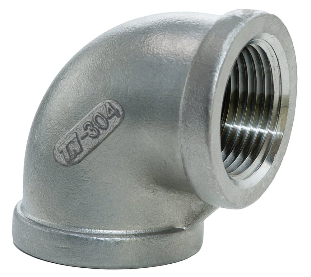 SS304-60006 Pipe Fitting, Class 150, Cast Stainless Steel Grade 304, 90 Degree Elbow, 3/4" NPT Female Threads