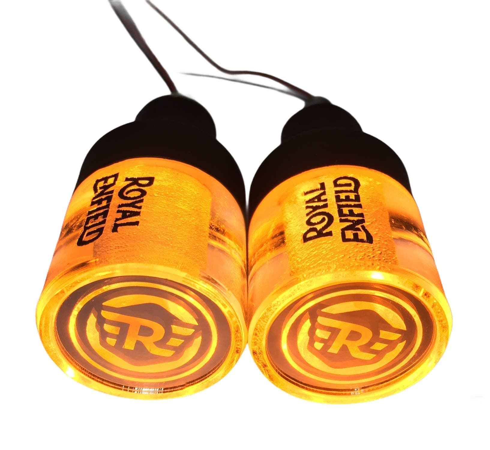 SGTB Crystal Handle Bar End Indicator LED Light Side Weights for Bullet Bike Classic Standard Electra Thundirbird 350 500