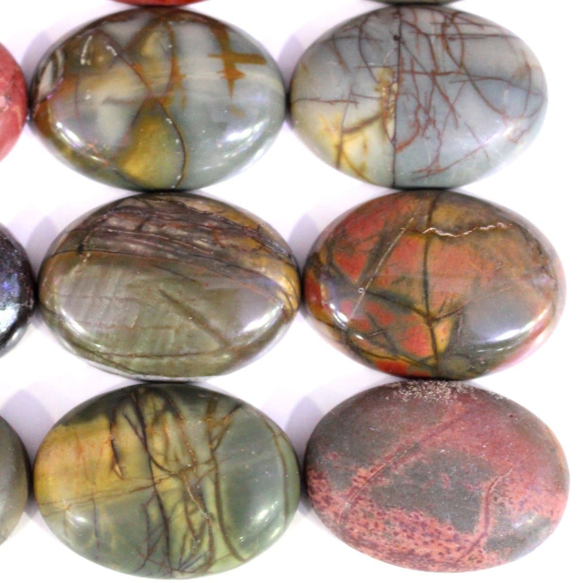 30x22mm Oval Cabochon CAB Flatback Semi-Precious Gemstone Ring Face (Picasso Jasper)