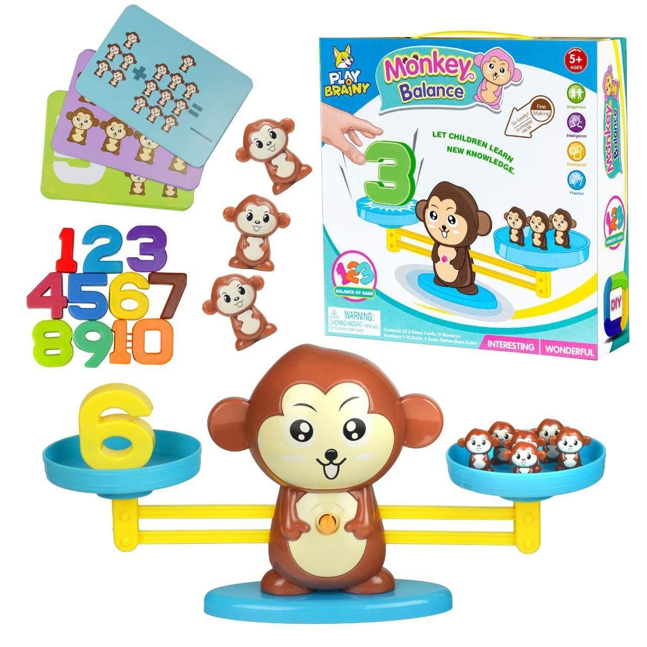 Play Brainy™ Balancing Monkey Game – Fun & Educational Monkey Scale Math Toy – Cute Numbers Counting Game for Girls & Boys – Perfect Learning Game for Young Children