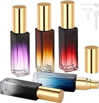 Segbeauty 0.34oz Empty Travel Perfume Atomizer Refillable, 5 Pack Mini Glass Perfume Spray Bottles, 10ml Portable Travel Cologne Spray Bottles, Small Cologne Atomizers with Clear Transfer Tool Set