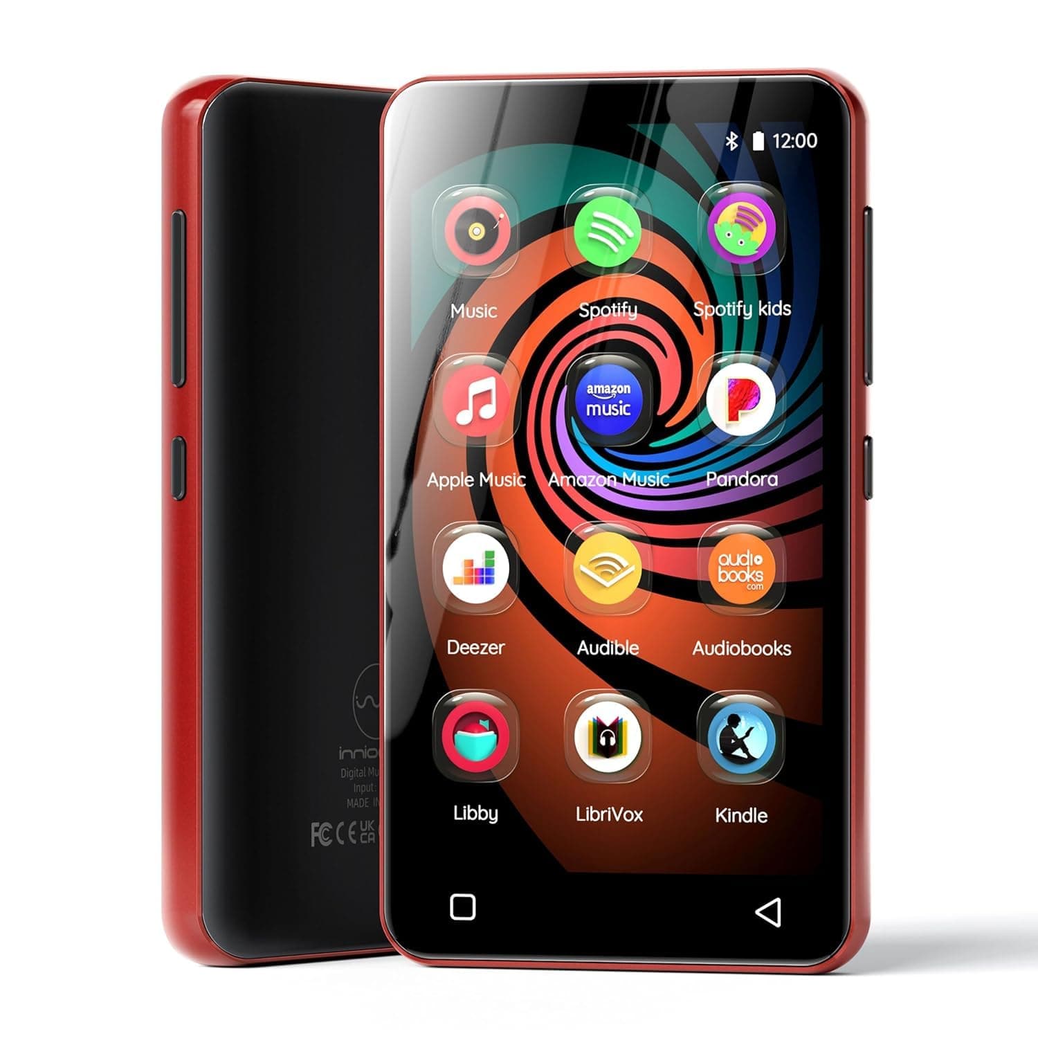 160GB MP3 Player with Bluetooth and WiFi, Android Music Player with Spotify,Amazon Music,Pandora,4" Full Touch Screen MP3 Player with Audible,Libby,Audiobooks (Black_Red)