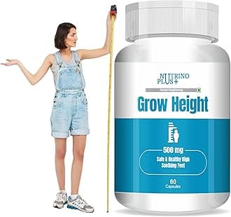 Grow Height Capsules 500mg | Natural Growth Support Supplement for Boys & Girls | Body Development Formula with Ayurvedic Herbs | 60 Veg Capsules | Formulated in USA