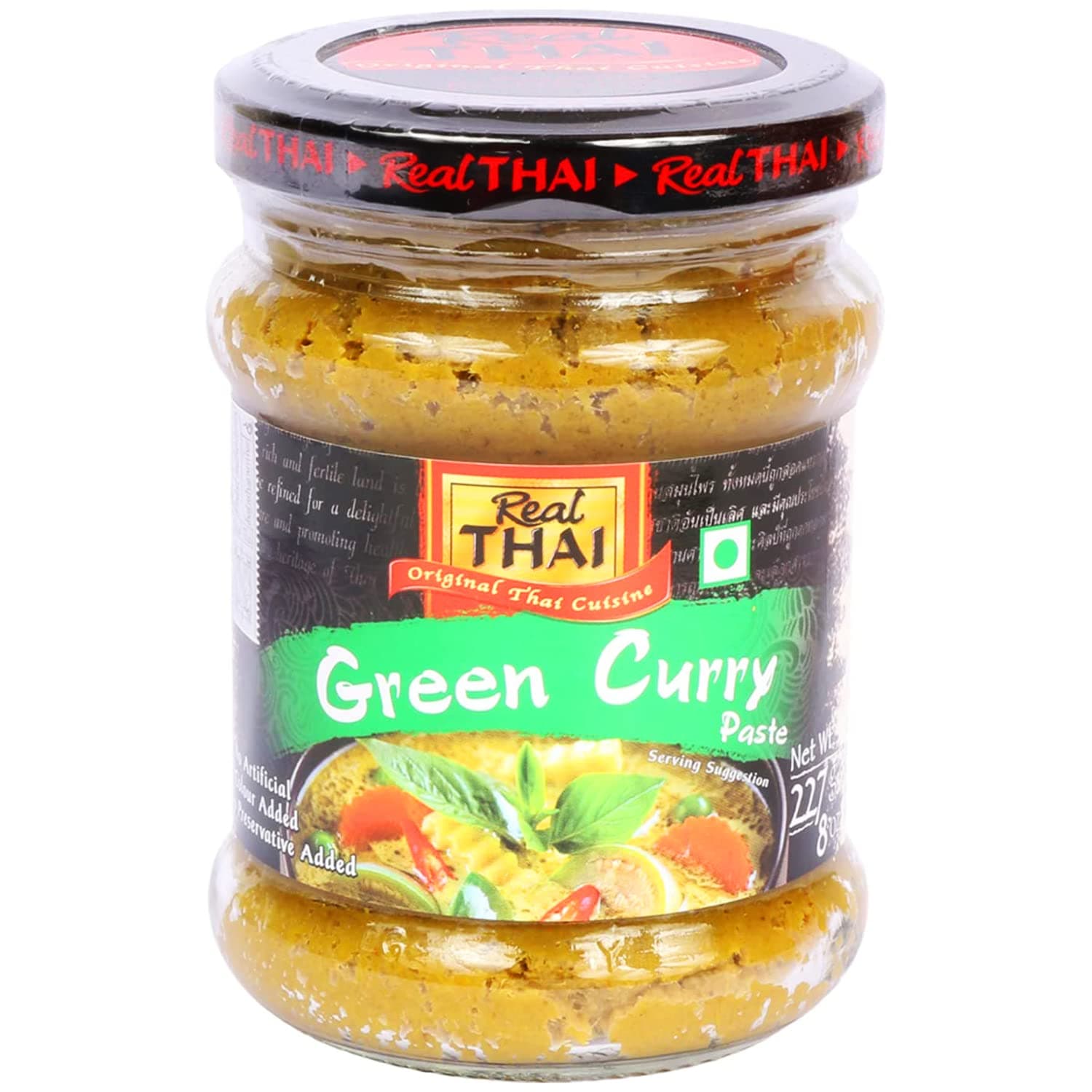 Real THAI Original Thai Cuisine Green Curry Paste, 227 g, Black, (7209)
