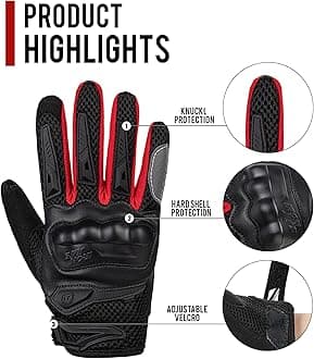 IRON JIA'S Motorcycle Gloves for Men and Women - Motorbike Powersports Racing Gloves with Hard Knuckle Touchscreen for BMX ATV MTB Riding (Red L)