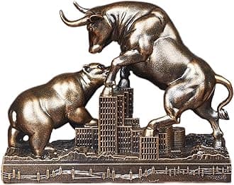 Wall Street Bull and Bear Figures Resin Statue Decoration Figure for Office Decoration Stock Exchange Lovers Bull Bear Battle Resin Statue