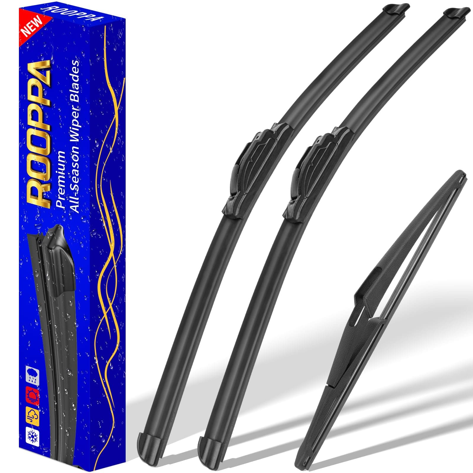 3 Wipers Replacement for 2014-2019 Nissan Rogue, Windshield Wiper Blades Original Equipment Replacement - 26/17/12 (Set of 3) U/J HOOK