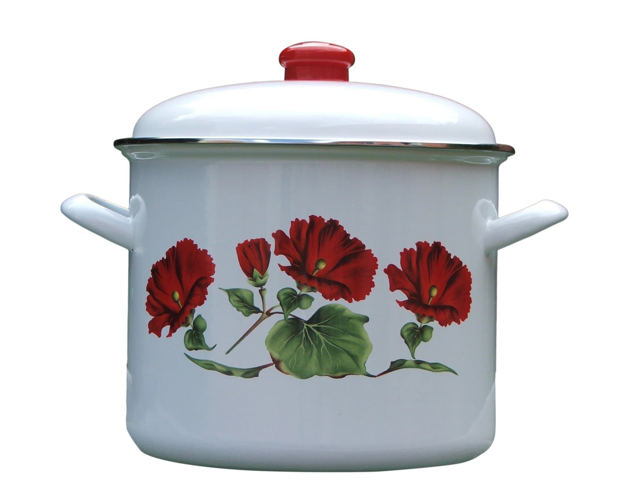 Uniware 5005-24 Deep Pot with Rose Print, 4 Pieces Per Carton, 8.6 L, White