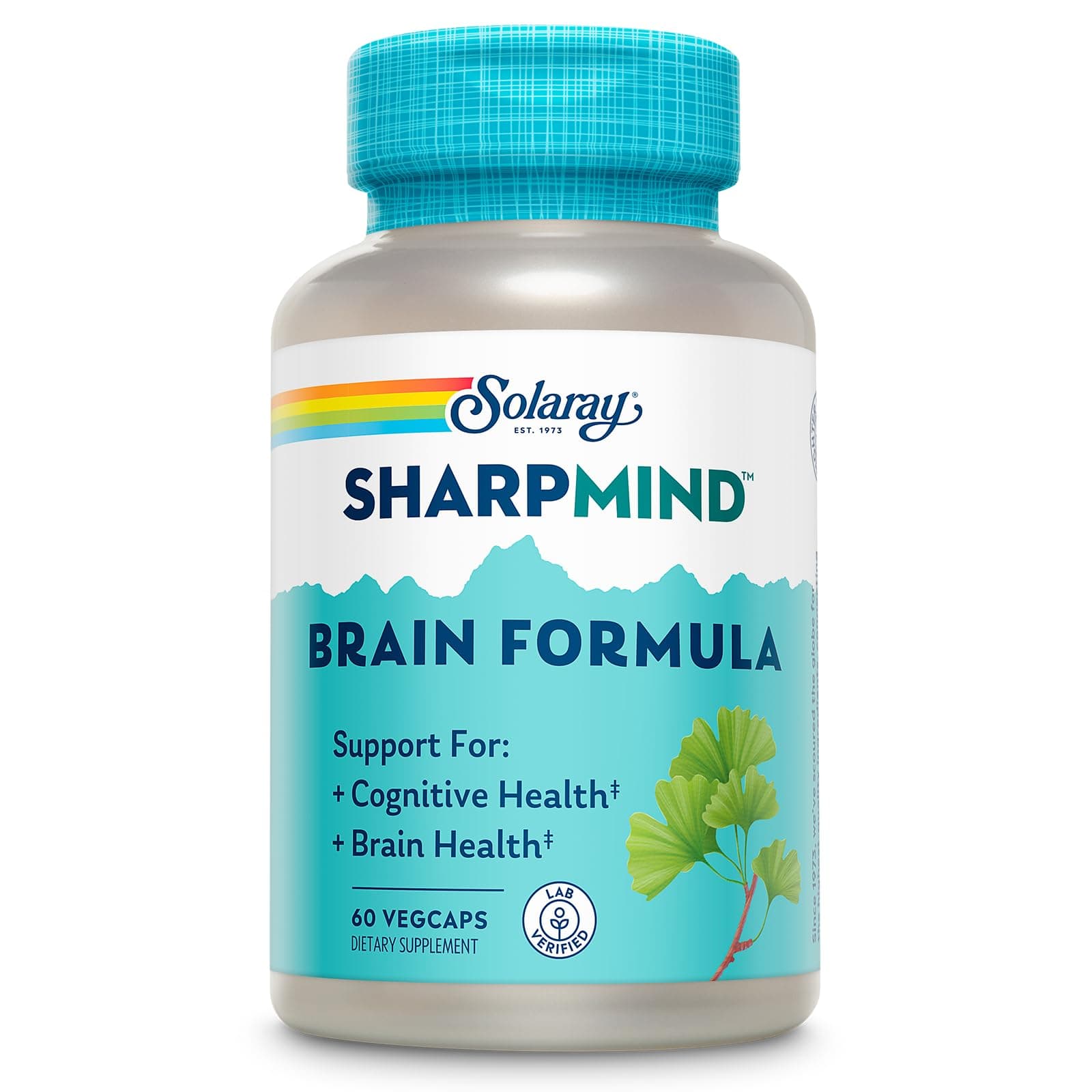 SOLARAY SharpMind, Cognitive Support Formula with Ginkgo Leaf, L-Dopa, Huperzine A & More for Healthy Brain, Mood & Memory Support 60 VegCaps