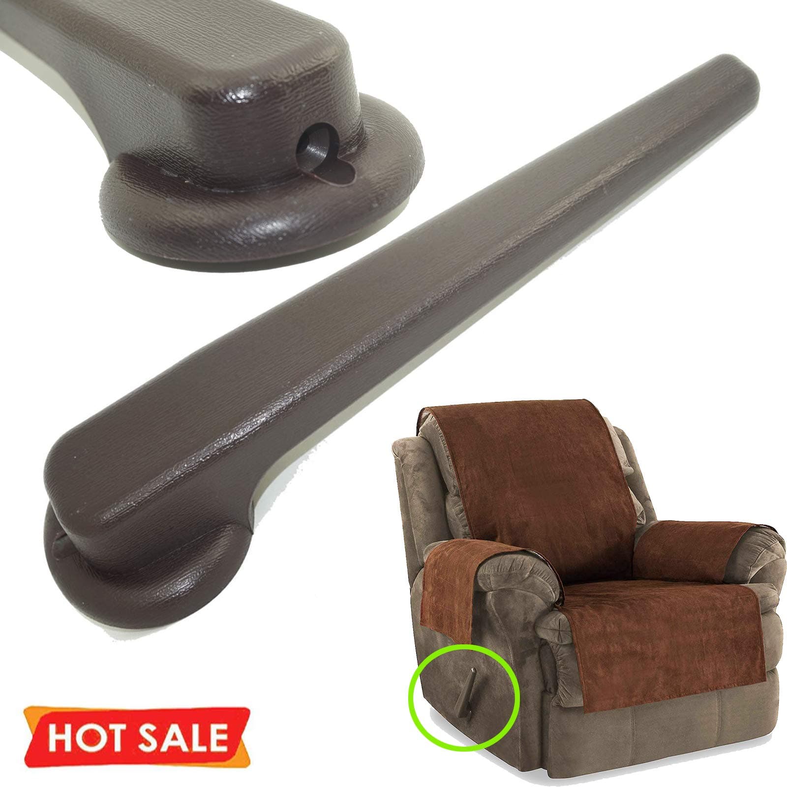 Universal Brown Plastic Sofa Chair Recliner Release Pull Handle Replacement Parts, 5/8" Lever Square Hole Foot Rest Release Right/Left Hand，fits More Brands Recliner Handle and Furniture