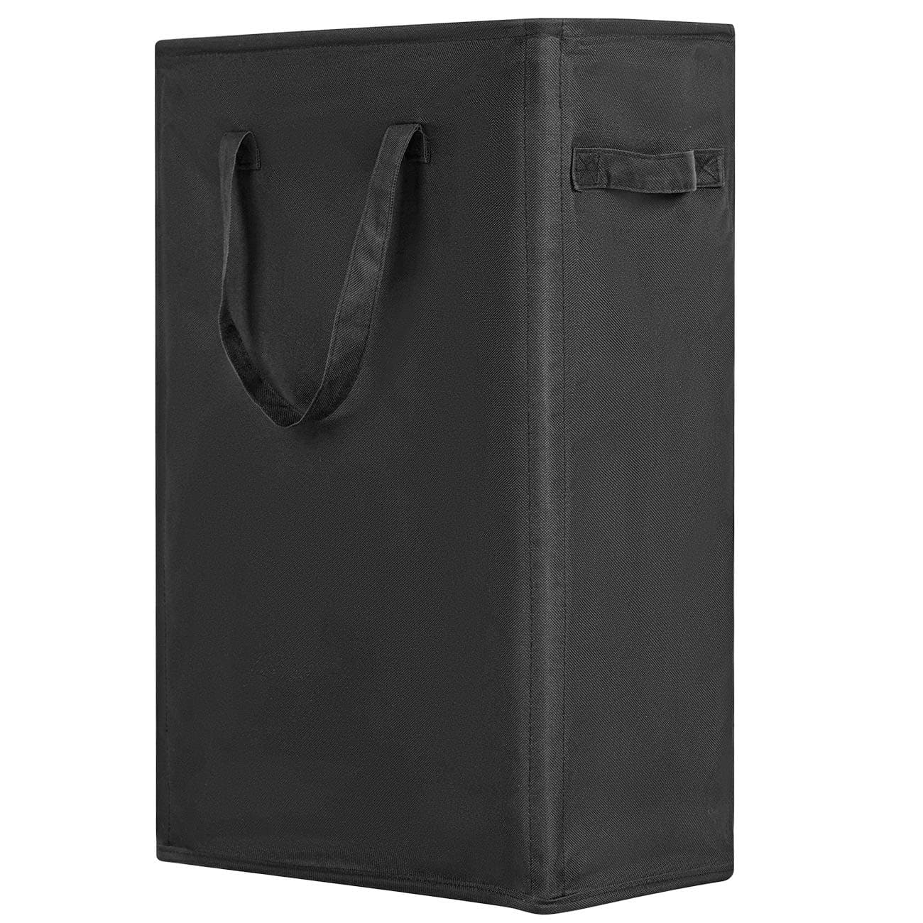 WOWLIVE Slim Thin Laundry Hamper Small Laundry Basket Handles Collapsible Skinny Hamper for Laundry Durable Foldable Dirty Clothes Hamper 45L (Black)