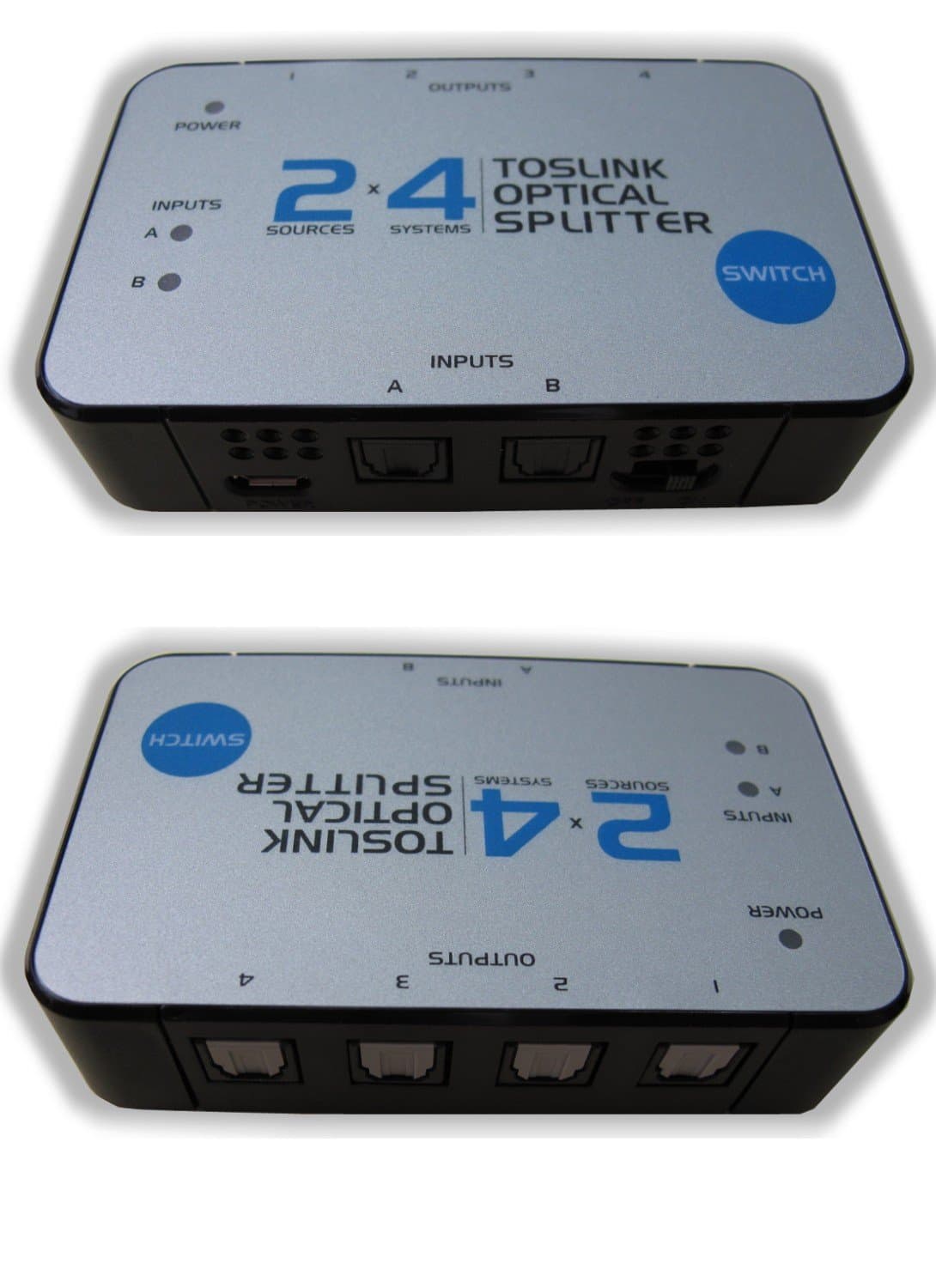 4x4 TOSlink Optical Audio Splitter Distribution Amplifier Amp Distributor Multiplier