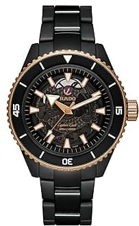 Rado Captain Cook Automatic Watch in Black Ceramic and Pink Details, R32127162.