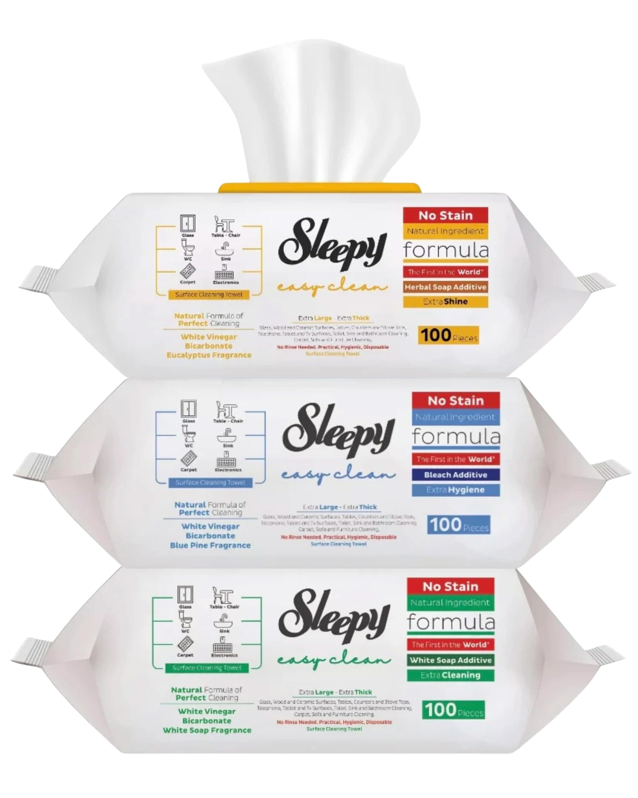 Sleepy Easy Clean Value Pack - White Soap, Herbal Soap, Bleach, 300 Wipes for Every Surface