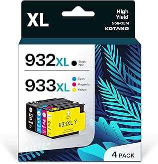 932XL 933XL Compatible Ink Cartridge Replacement for HP 932XL 933XL 932 933 Work for HP OfficeJet 6100 6600 6700 7110 7510 7612 7610 Printers (Black, Cyan, Magenta, Yellow, 4 Pack)