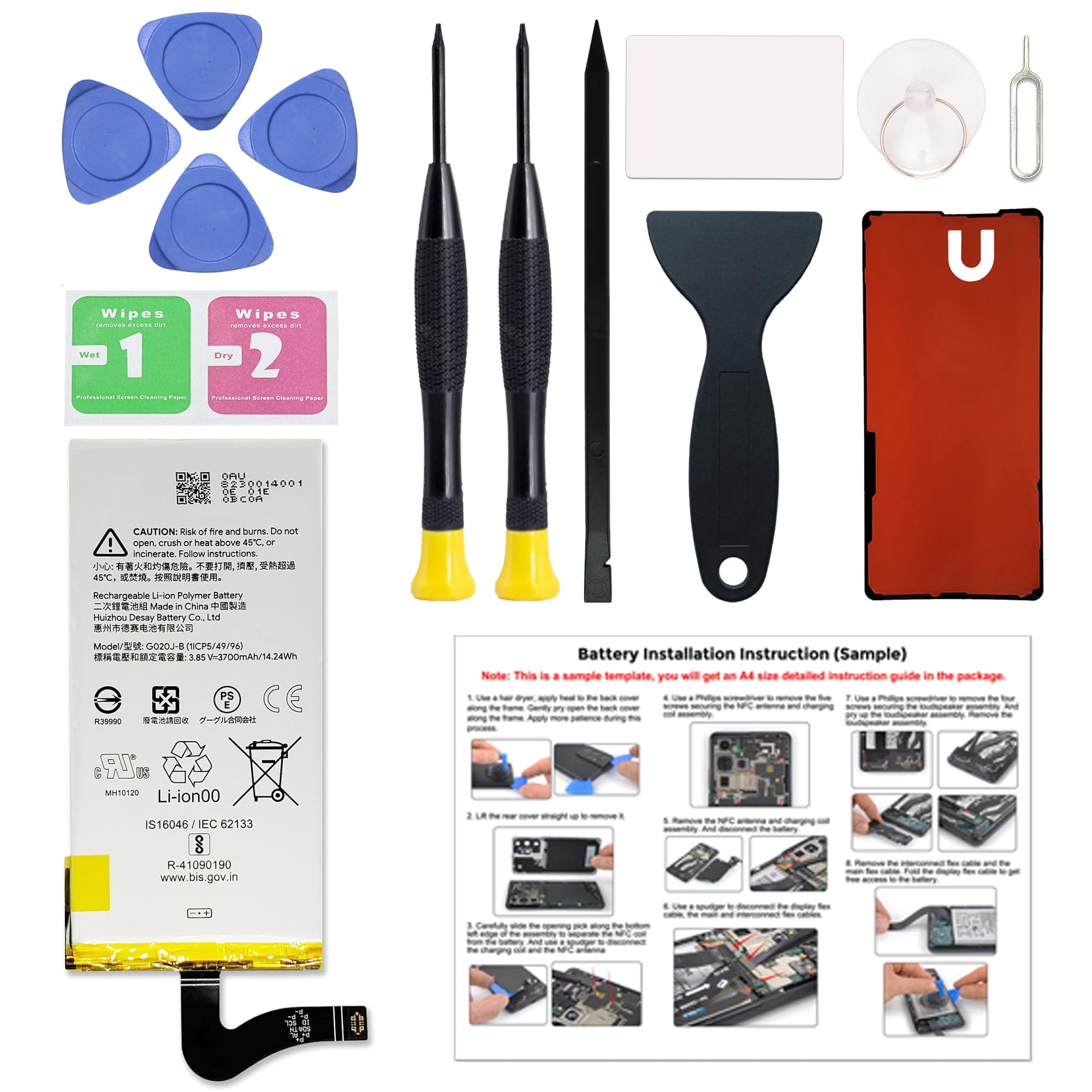 - Replacement Battery for Pixel 4 XL, New 0 Cycled Li-ion Battery G020J-B Compatible with Pixel 4 XL, with Instruction & Tools
