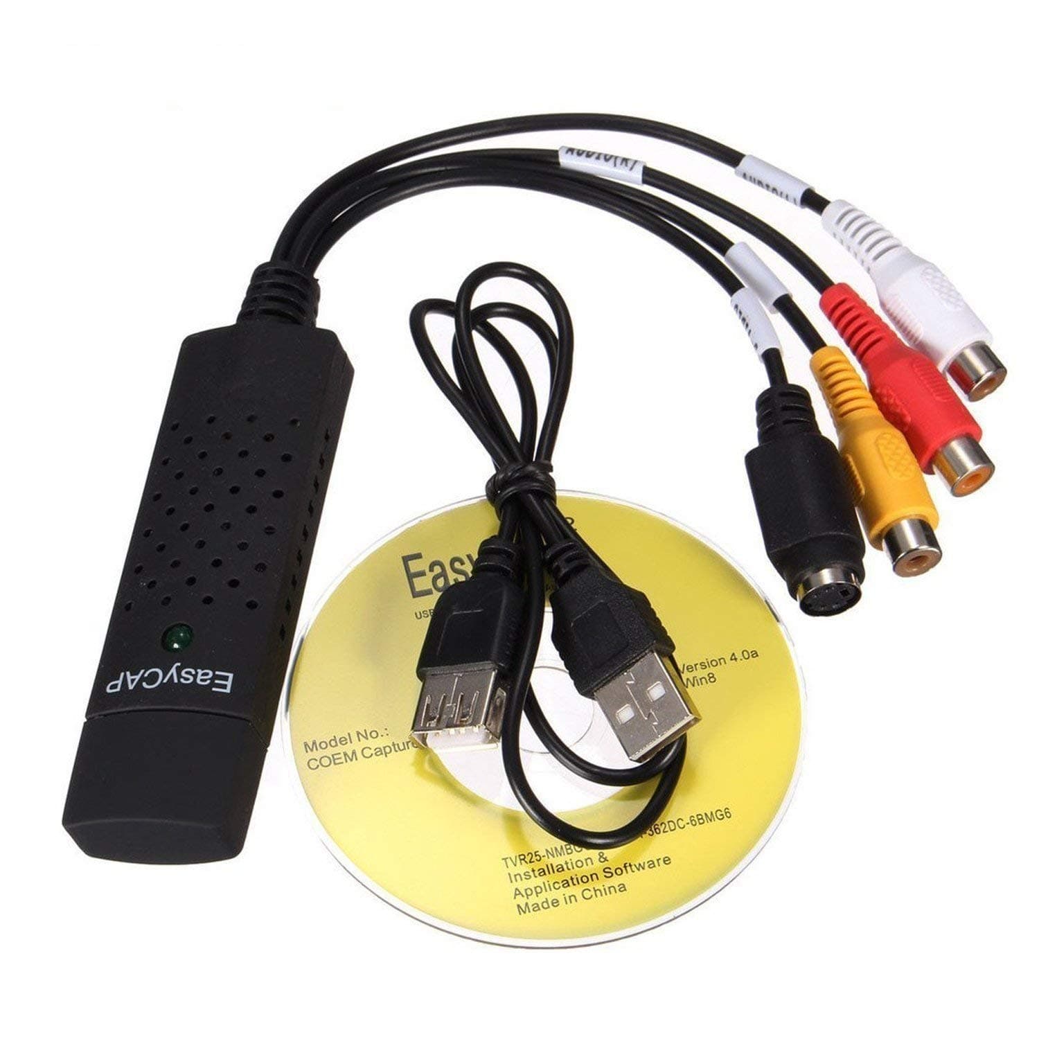 ELectroBot USB 2.0 Easycap Dc60 TV DVD VHS Video Adapter Capture Card Supports Windows Xp/7/Vista 32