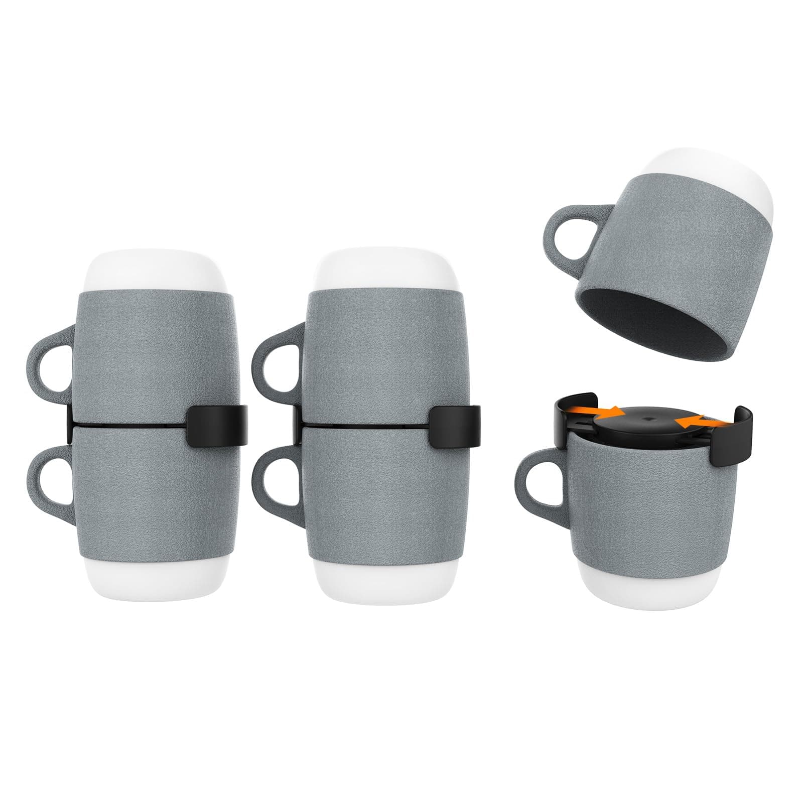 6 Pcs Mug Organizer for Cabinet, Coffee Mug Stacker, Coffee Cup Holder, Capboard Space Savor, Black