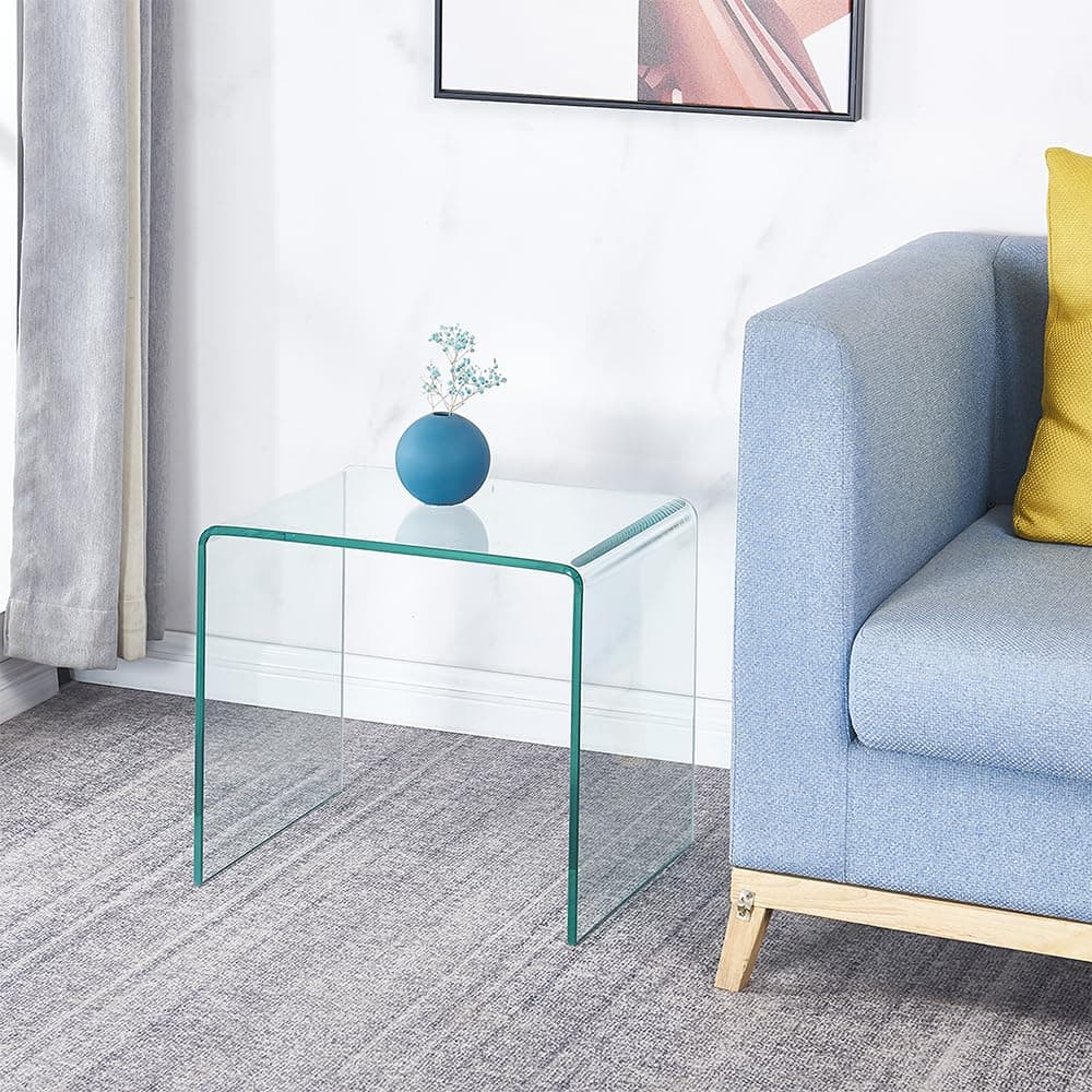 Danube Home Glare End Table | Multifunctional Living Room Table | Space Saving Side Table | Modern Design Furniture For Home, Bedroom L 50 x W 55 x H 55 cm - Clear Glass