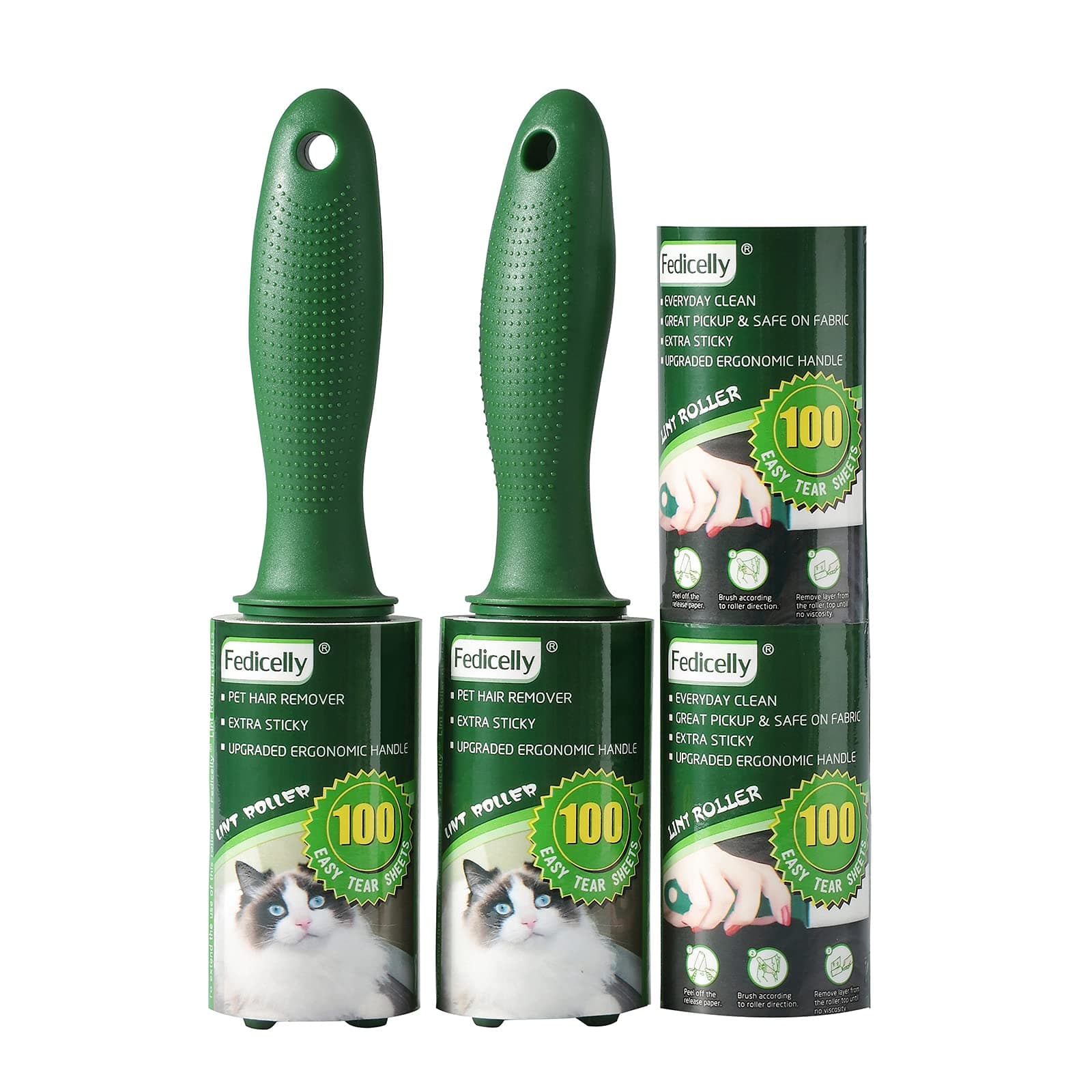 Fedicelly Extra Sticky Lint Rollers Pet Hair Remover for Laundry Clothes Furniture Carpet,Total 400 Sheets Lint Rollers Refills Dog Cat Hair Lint Remover Brush Couch