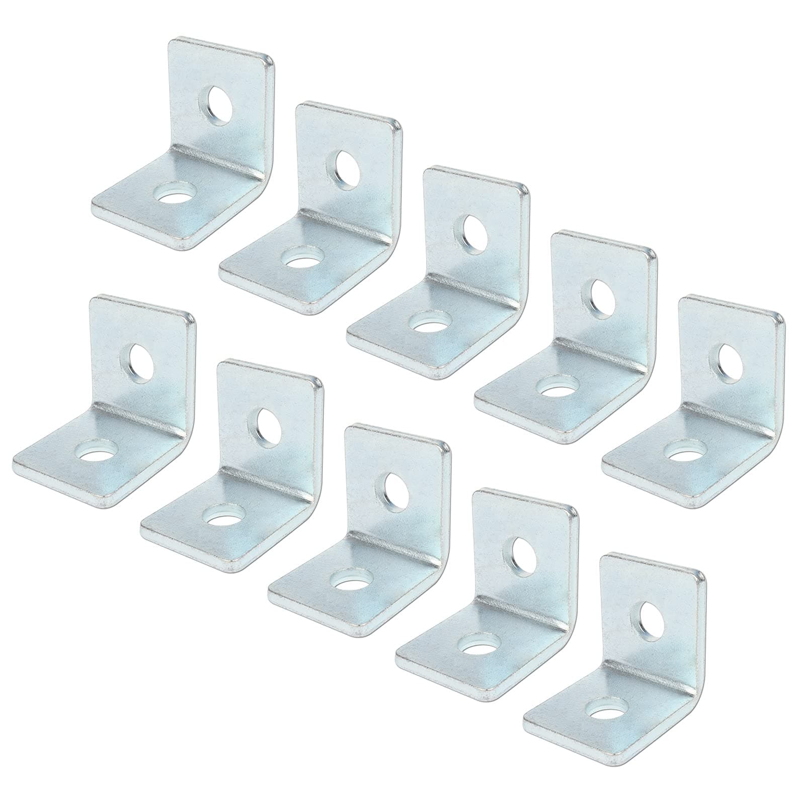 10 Packs 2 Hole L Shaped 90 Degree Angle Connector Bracket Fit for 1/2" Bolt in 1-5/8" Strut Channel, Thickness 4.8mm, Steel Surface Electrogalvanized