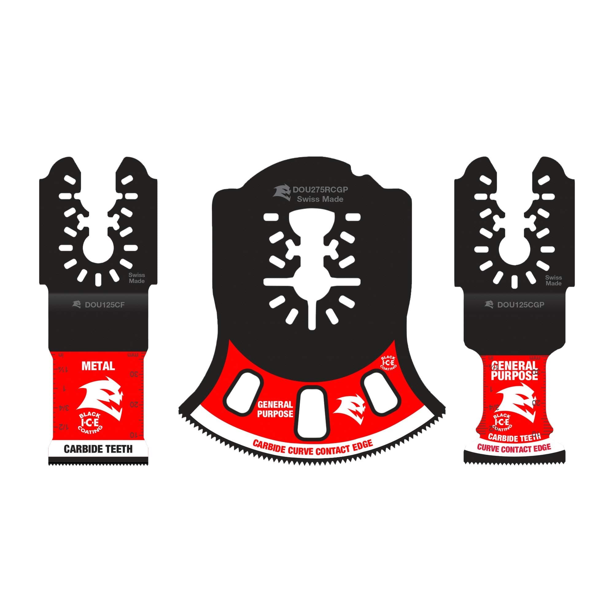 3-Piece Universal Fit Carbide Oscillating Blade Set - Includes Blades for Nail-Embedded Wood and General Purpose Cuts - DOU3CS