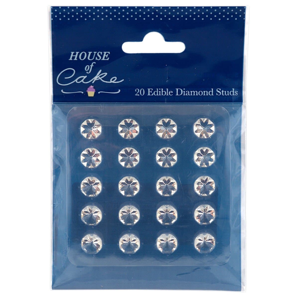 Edible Diamond Gem Stone Studs - Clear - Pack of 20