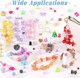 200-260PCS TINKRSTUFF Assorted Brown Acrylic Beads for Bracelet Making, Cute Beads for Jewelry Making Flower Bow Butterfly Candy GummyBear Aesthetic Bracelet Charms,DIY Necklace Keychain Phone Charm