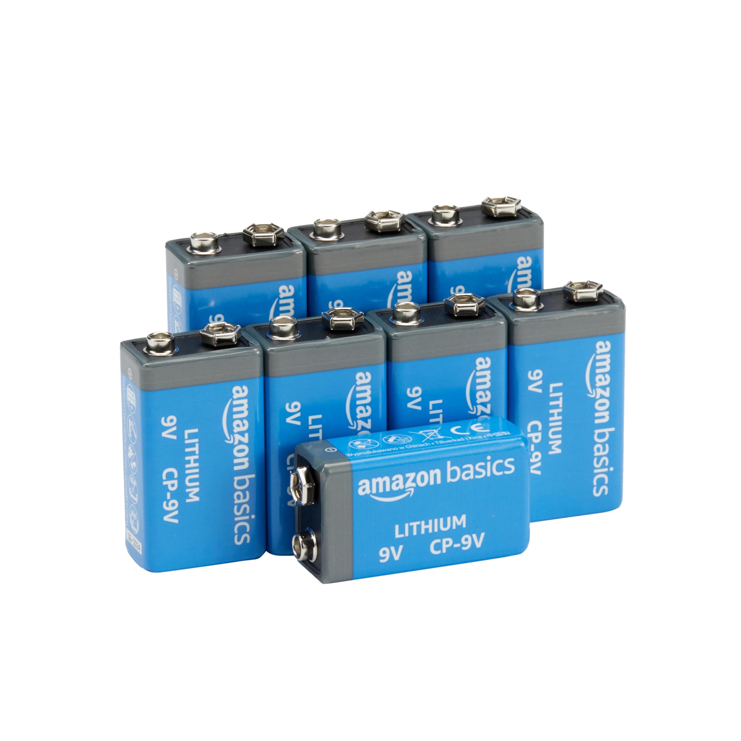 8-Pack 9 Volt Lithium High-Performance Batteries, Up to 10-Year Shelf Life, Long Lasting Power