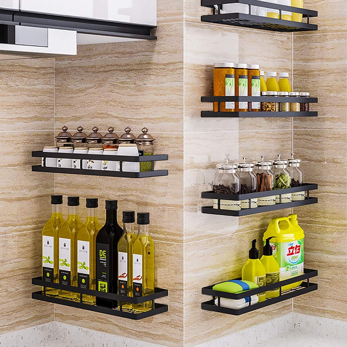 Wall Mount Rack Organizer For Kitchen Seasoning various sizes and combinations Hanging Shelf for Spice Jars(1 pcs), 13.77×4.72×2.28