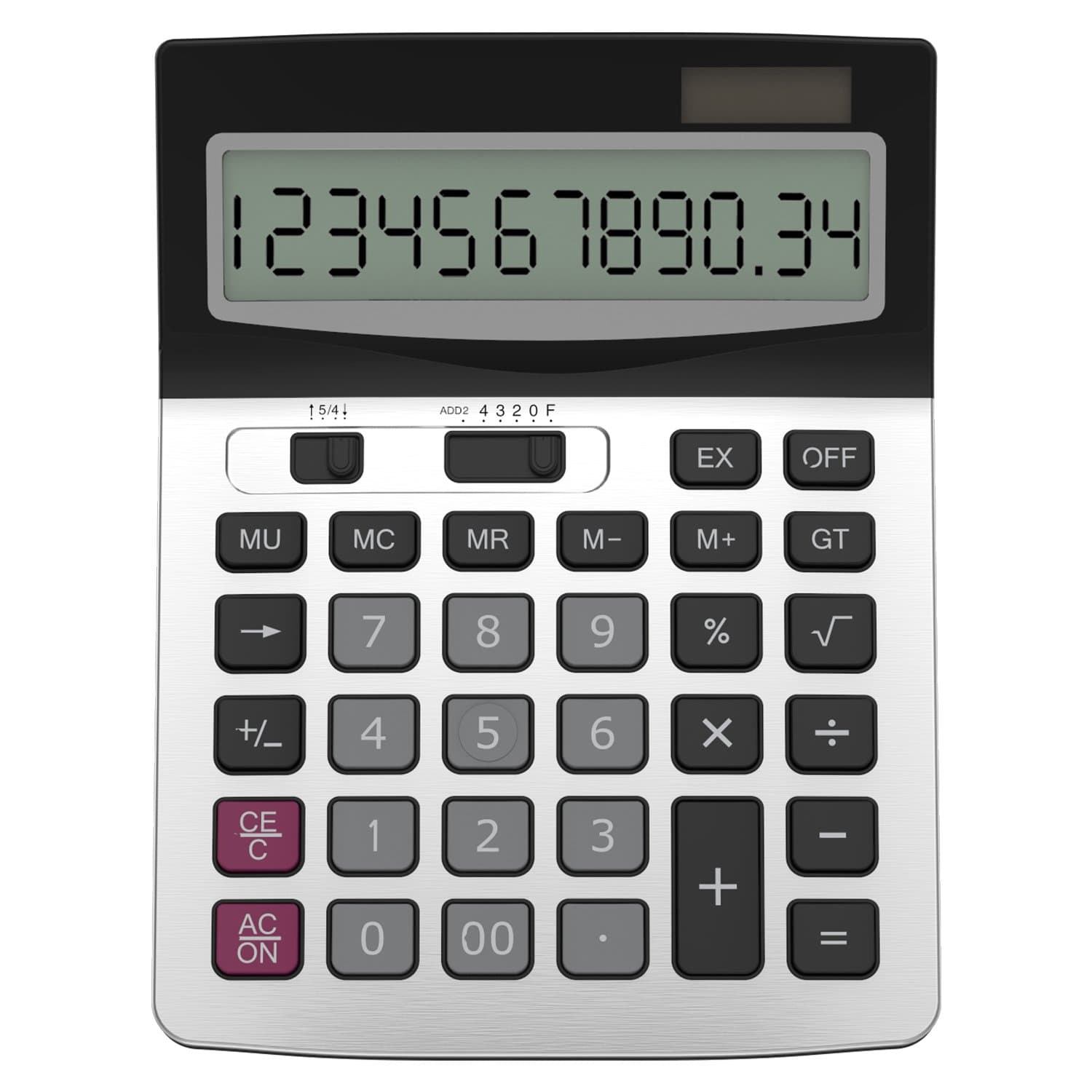 Helect H1006 12 Digit Desktop Calculator, Standard Function Business Desktop Calculator, Silver