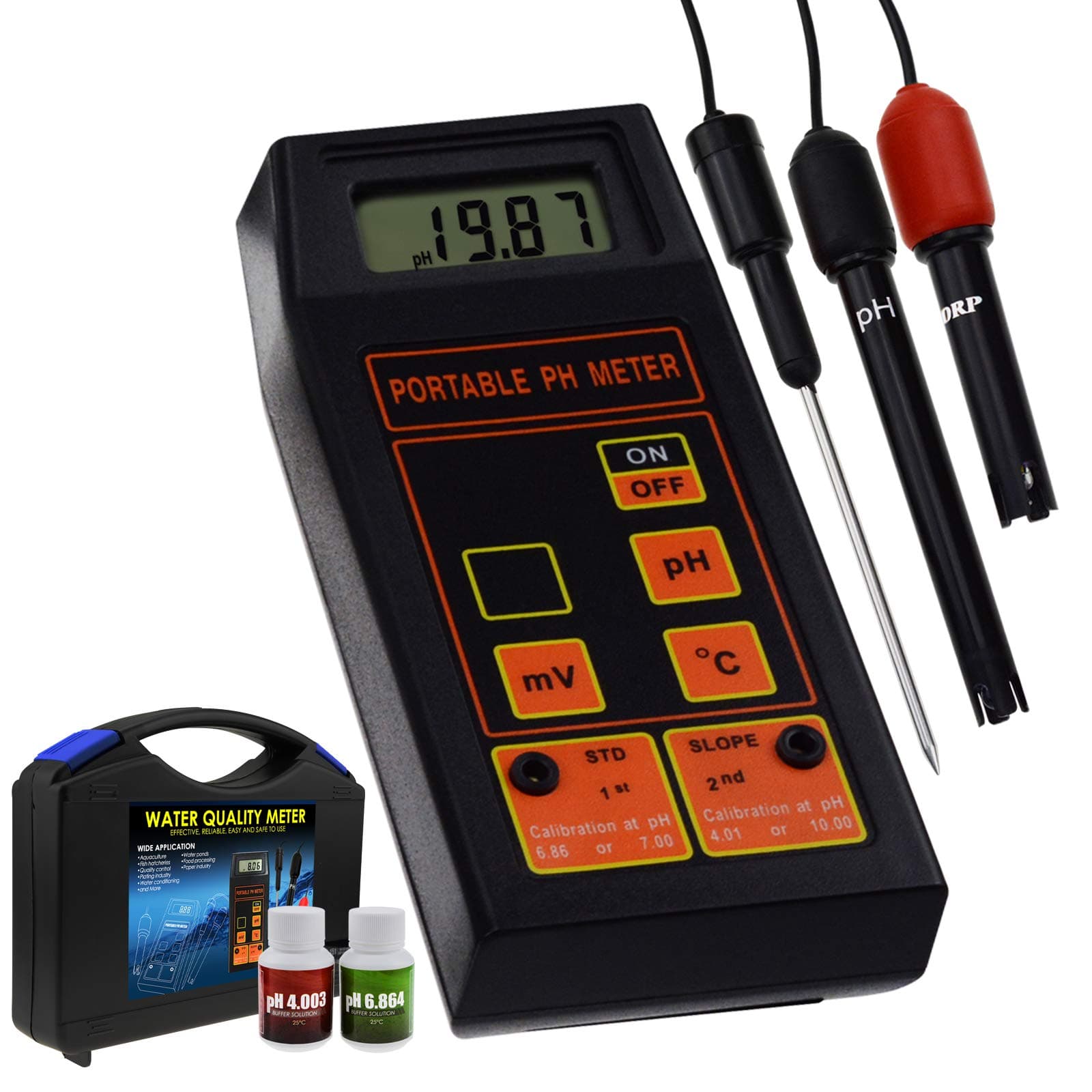 Digital 3in1 pH/ORP/Temp Meter Water Quality Tester with ATC Replaceable Detachable Electrode Probe for Aquarium, Laboratory Test, Hydroponics Water,Pool Testing Tool