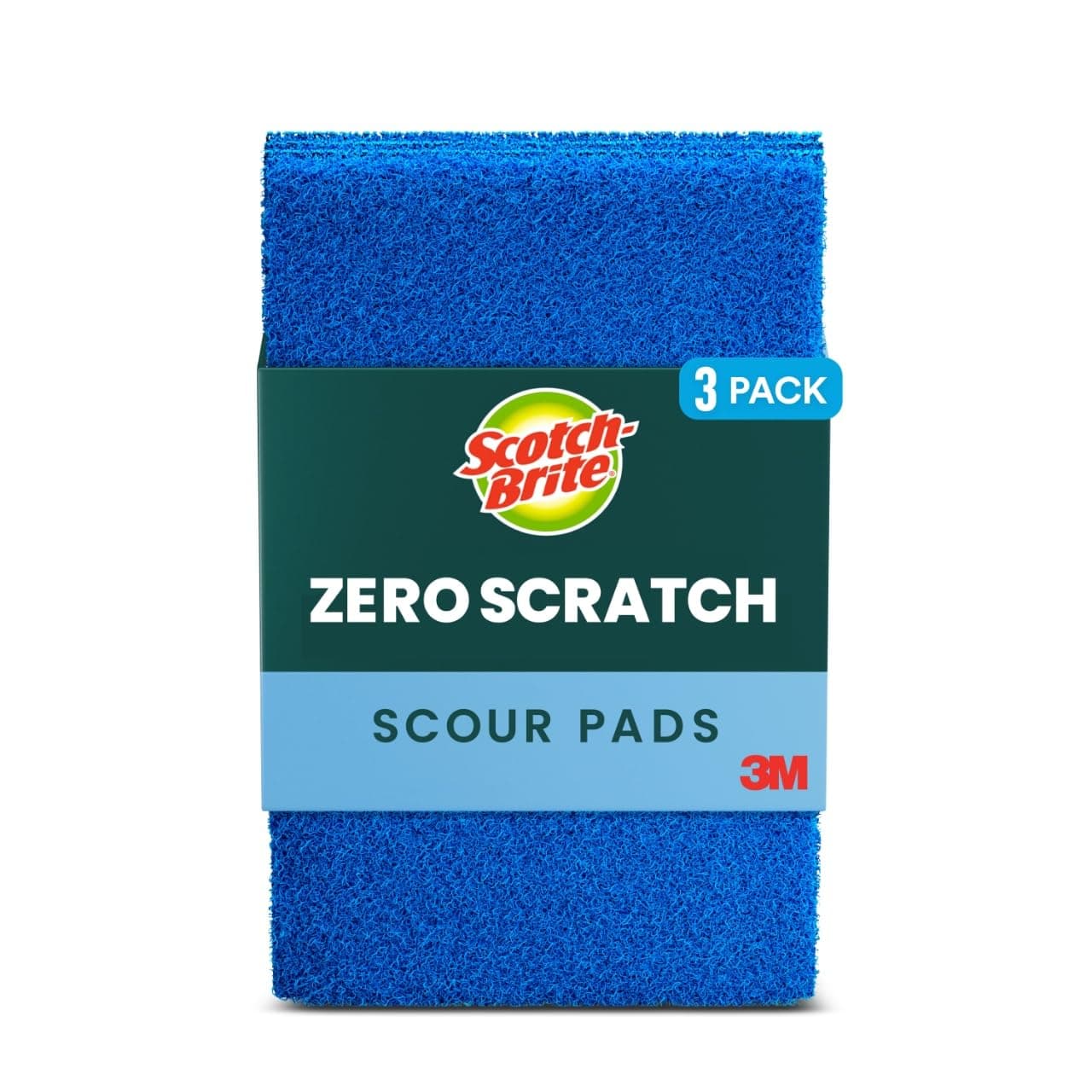 Zero Scratch Scour Pad, 3 Scrubbing Pads, Non-Scratch Scouring Pads for Kitchen and Dish Cleaning