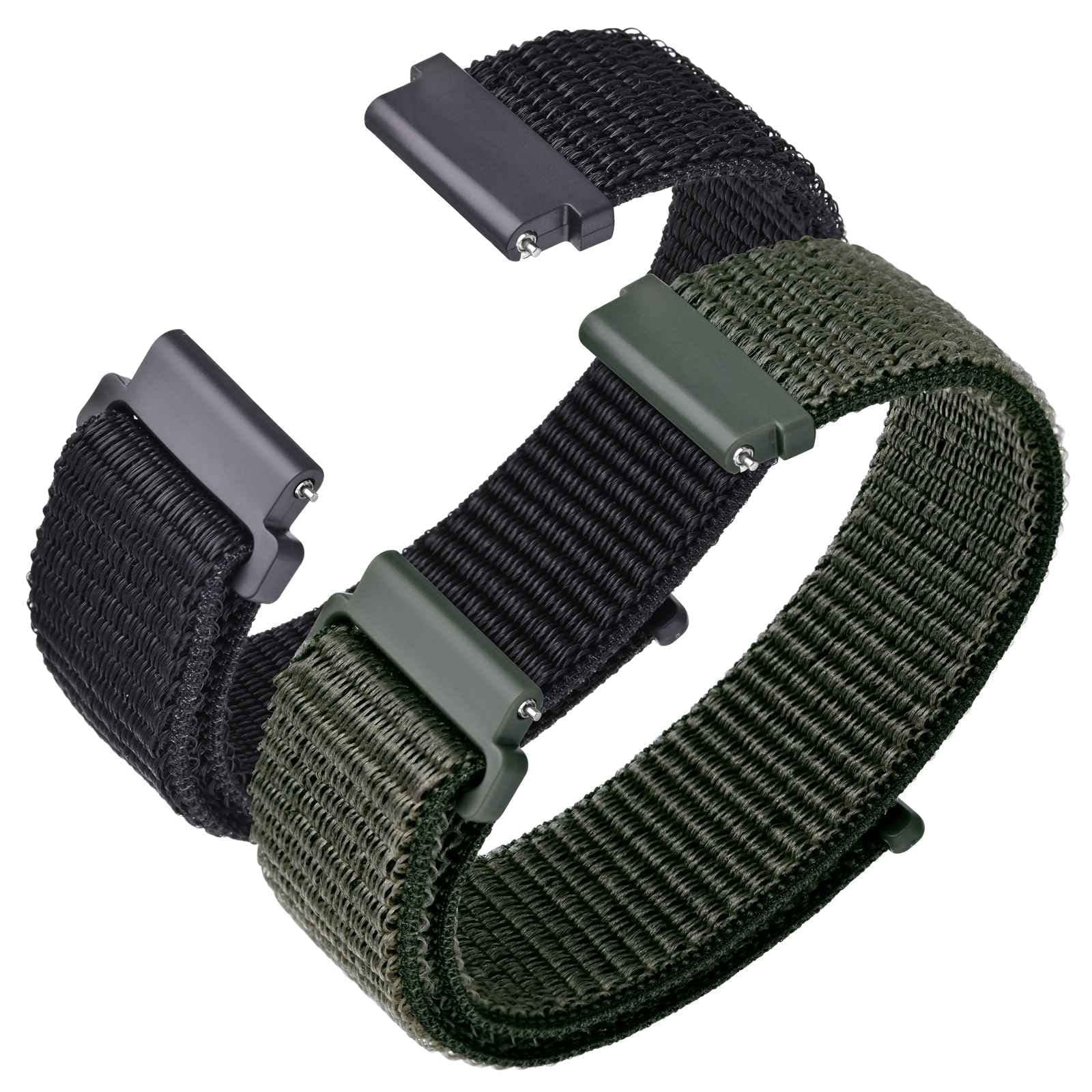 Nylon Sport Watch Straps, 2 Packs Quick Release Adjustable Replacement Band 16mm 18mm 19mm 20mm 21mm 22mm 24mm