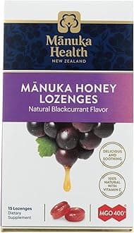 Lozenges Honey Blackcurrant Flavour, Vegan, Natural Ingredients, 15 Pack (Pack of 1)