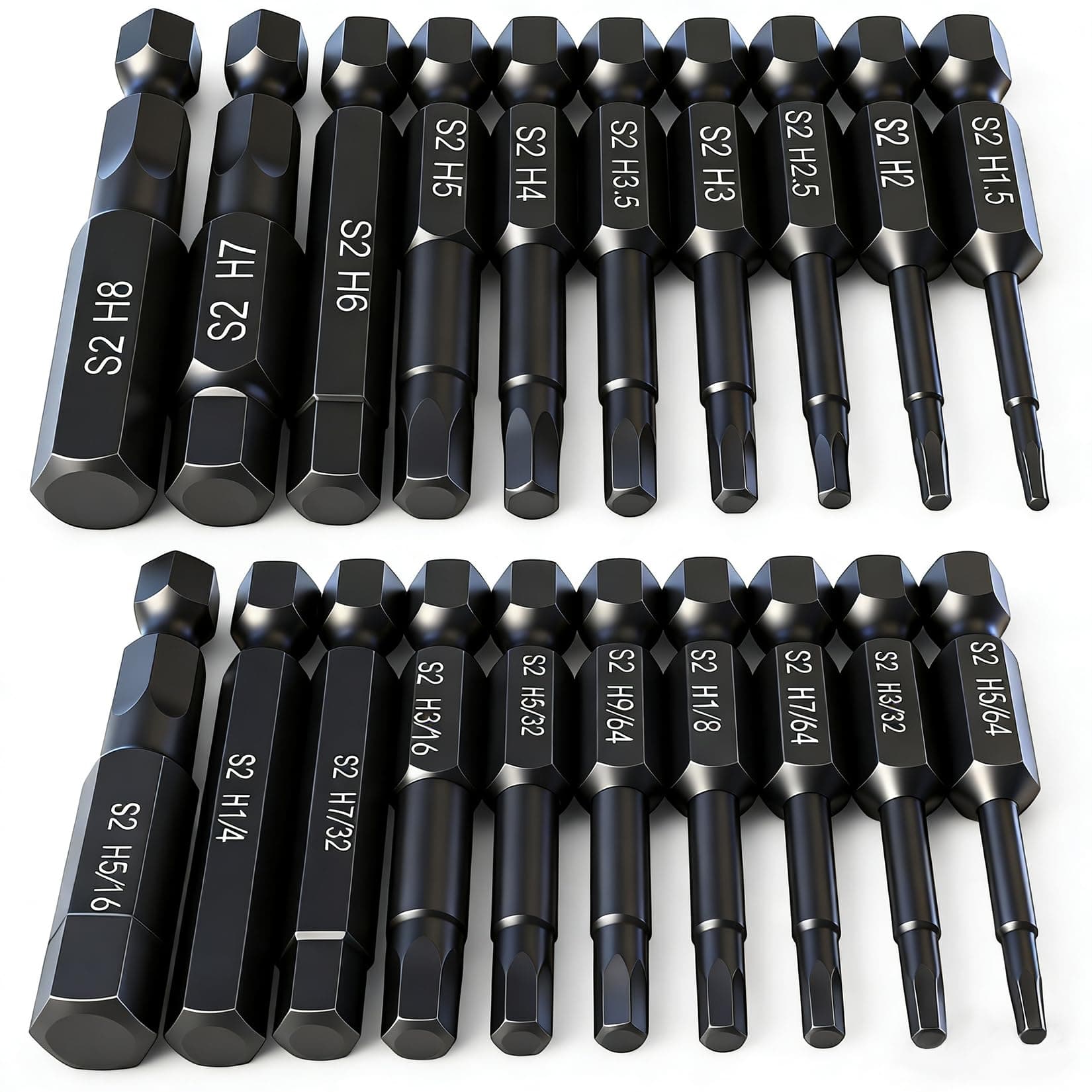 Hex Head Allen Wrench Drill Bit Set (10pc Metric & 10pc SAE), PTSLKHN Allen Wrench Drill Bits, Upgraded 1/4" Quick Release Shank Magnetic Hex Bit Set - Perfect for Ikea Type Furniture