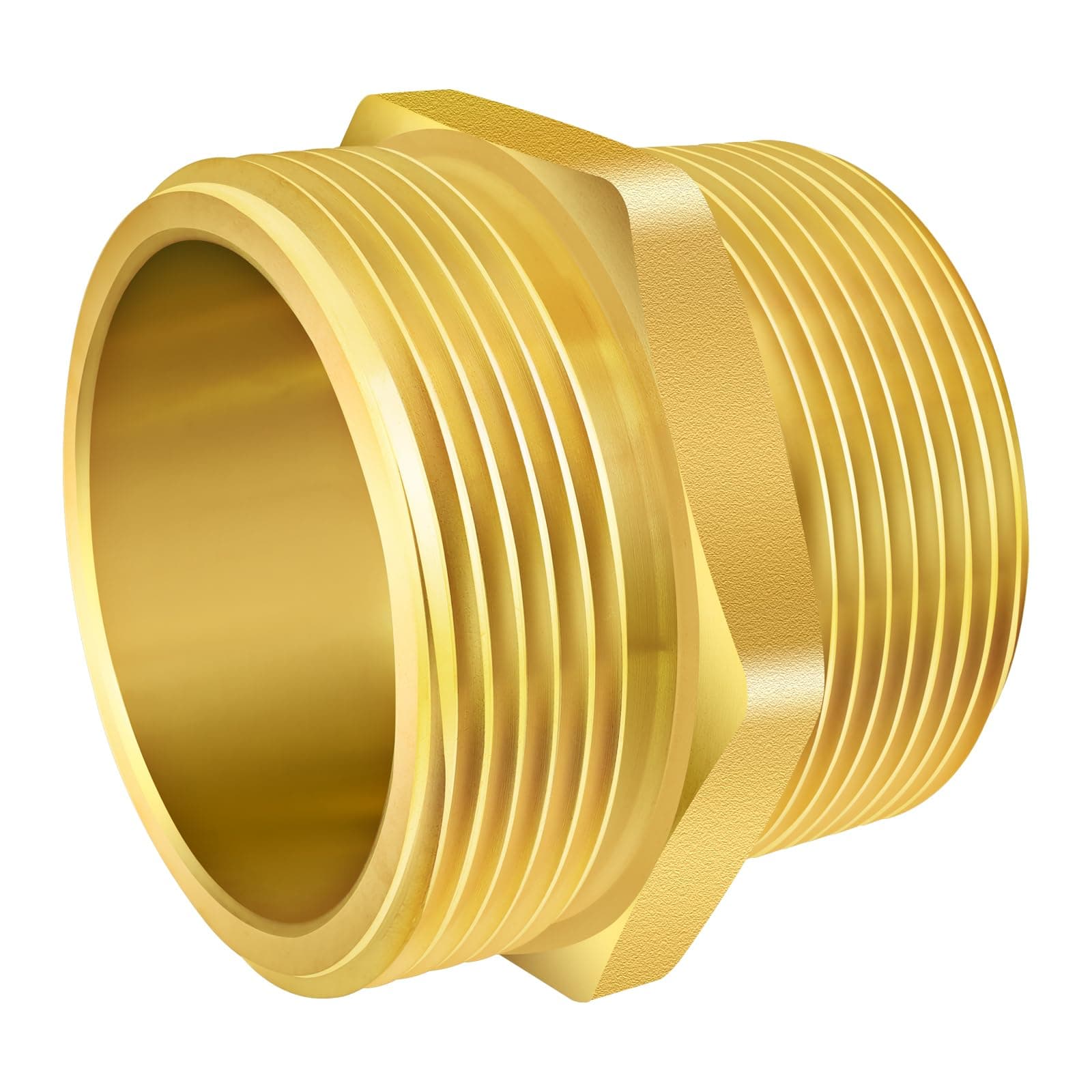 Boltigen Fire Hydrant Hose Adapter, 1-1/2" NPT x 1-1/2" NST (NH) Male Hex Fire Hose Fitting Double Male Brass Fire Hydrant Adapter