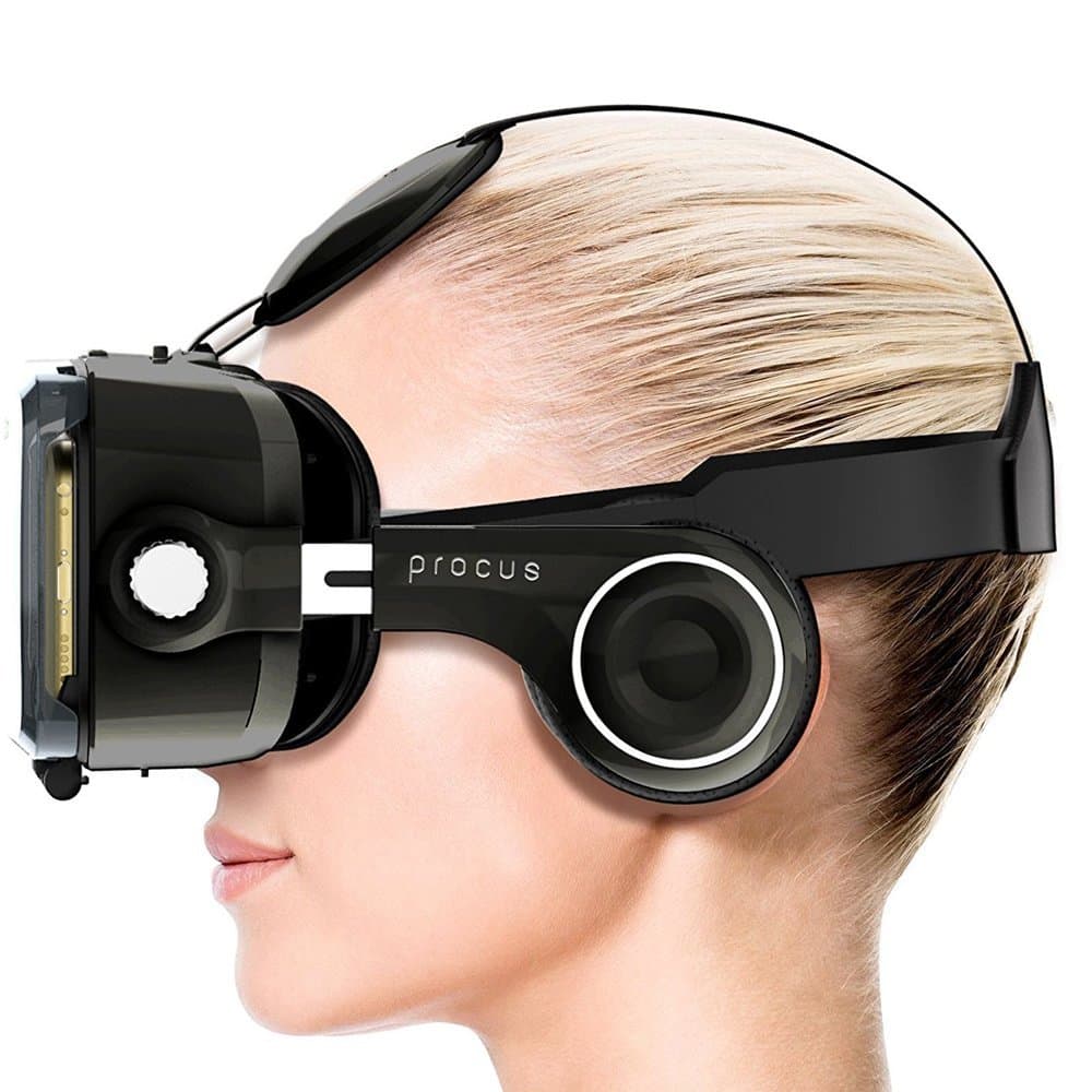 Procus PRO (Black) Virtual Reality Headset - 100-120 Degree FOV with Highest Immersive Experience - Inbuilt Headphones
