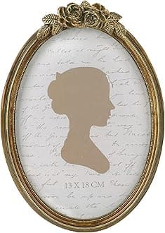 Sunlit Vintage Picture Frame 5x7 Inch, Oval Antique Photo Frames with Glass Front, Luxury Photo Display, Tabletop Wall Hanging, Gift Ideas, Bronze Rose