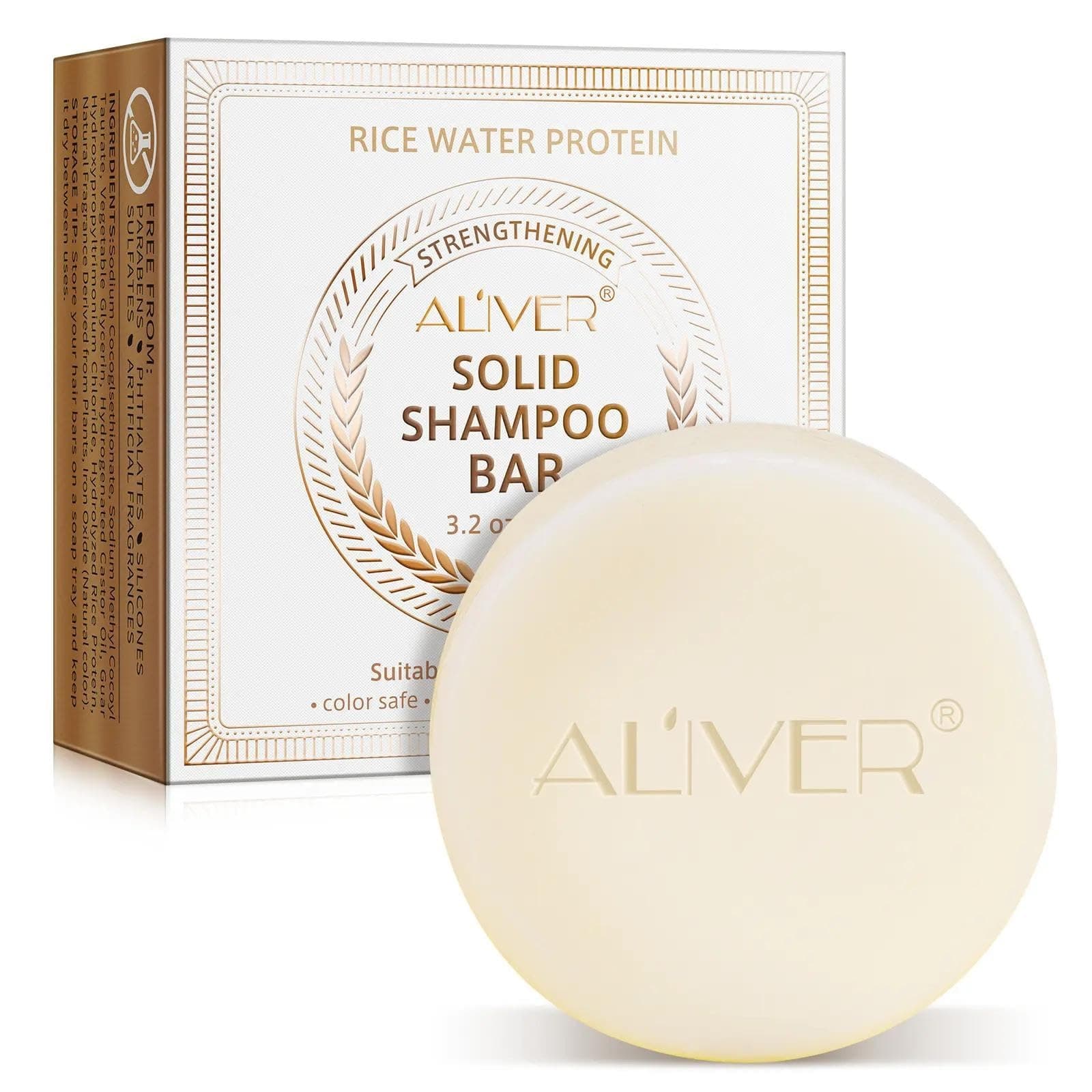 Rice Water Protein Shampoo Bar 91G, Rice Water Solid Shampoo Soap Bar for Hair Growth, Rices Waters protein Shampoo Bar for Strengthening Weak or Damaged Hair Thinning Hair Loss Soap