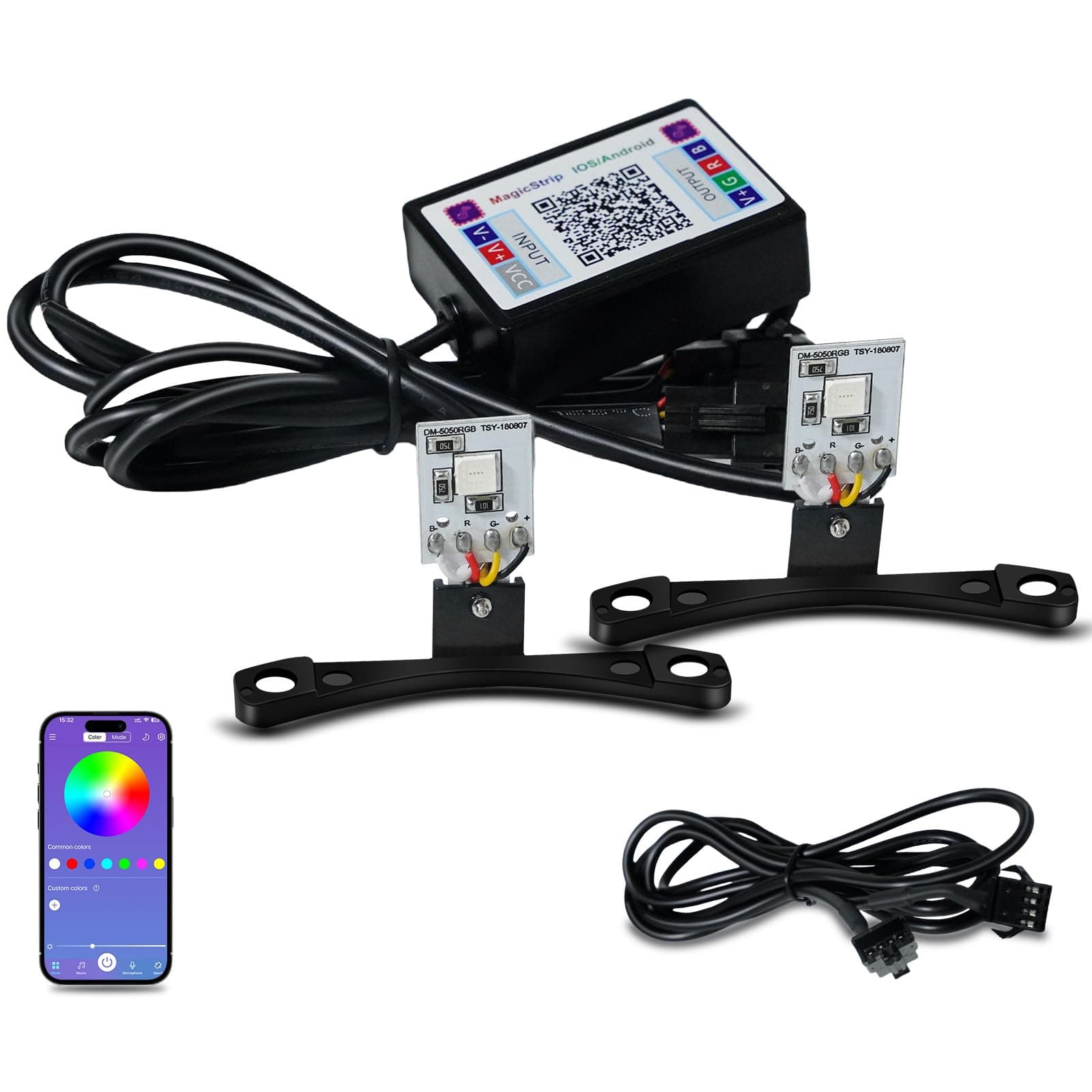 Qasim 1Set 5050 LED Car Devil Eyes Light APP Bluetooth Controller Demon Eyes Multicolor 12V for HID Xenon Projector Lens Headlight 2.8inch