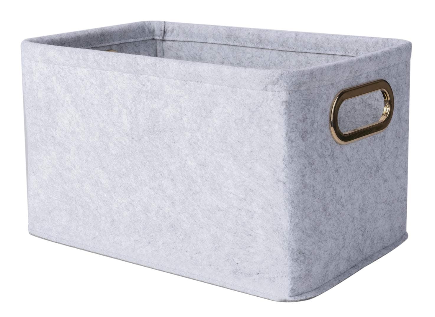 Collapsible Storage Bins Foldable Felt Fabric Storage Basket Organizer Boxes Containers with Handles Metal Handles for Nursery Toys,Kids Room,Clothes,Towels,Magazine