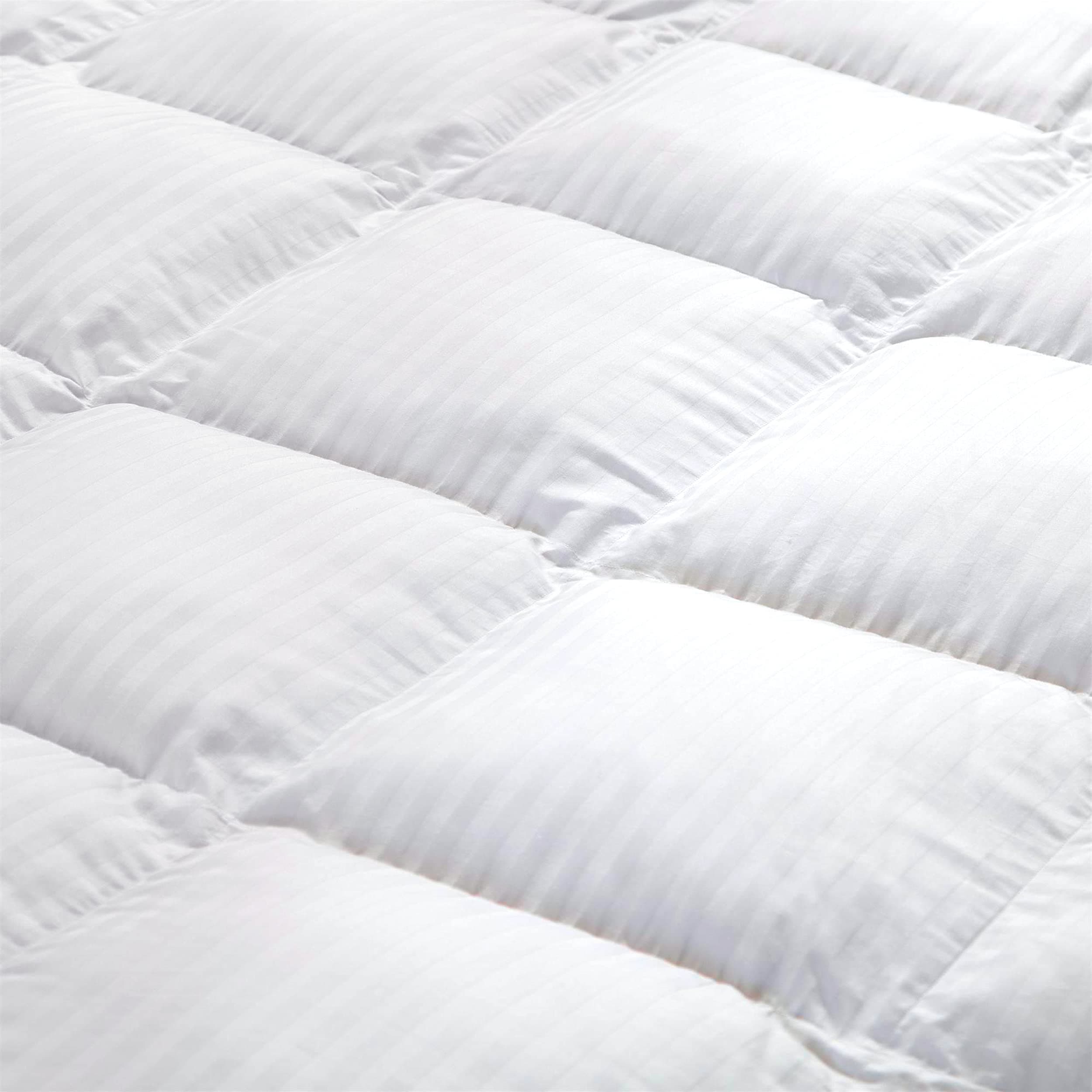 Luxurious All-Season Goose Down Comforter Duvet Insert, Exquisite Queen White Stripe Design, 1200 Thread Count 100% Egyptian Cotton Down Proof Fabric, 55 oz. Fill Weight