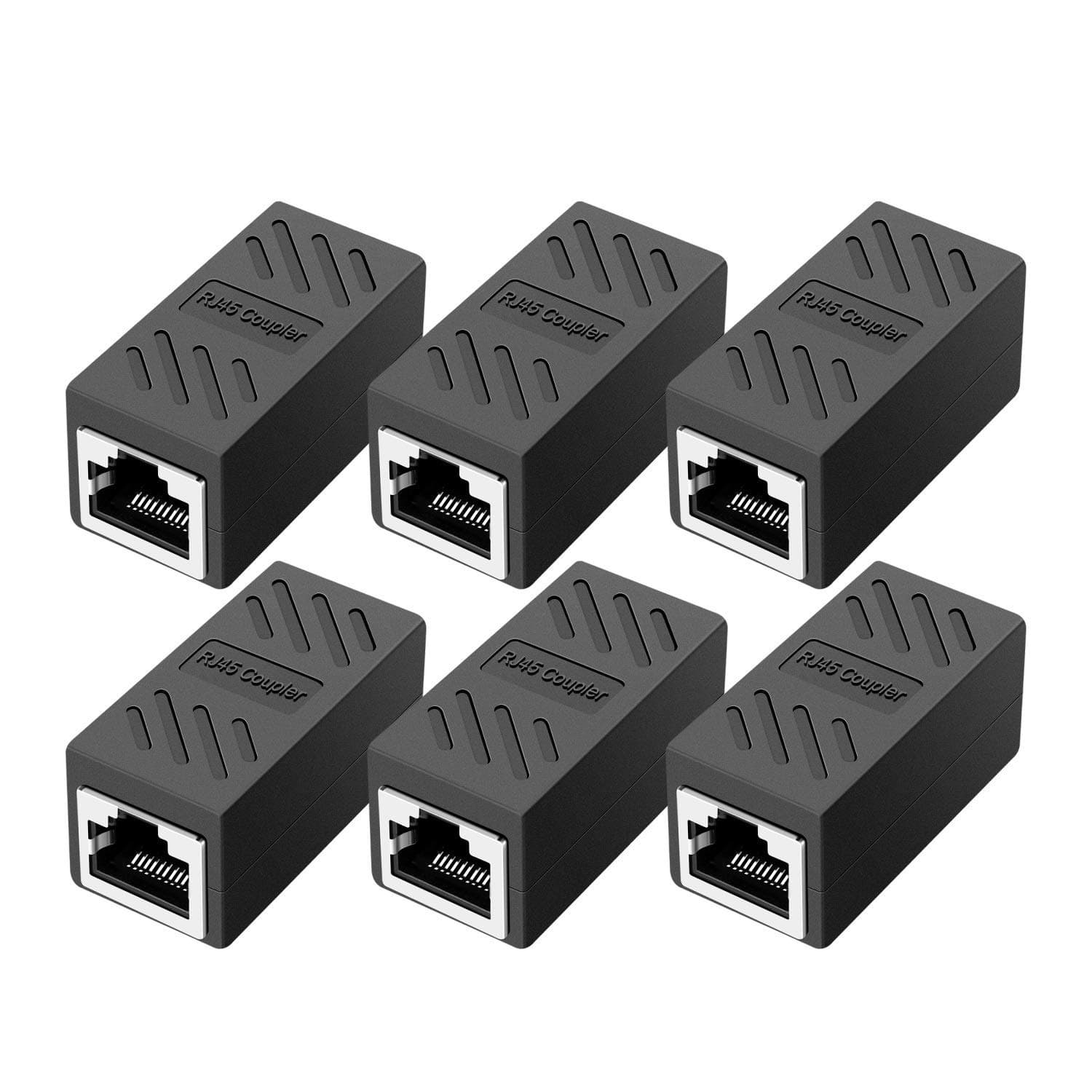 RJ45 Coupler Ethernet Coupler Inline Coupler for Cat8/ Cat7/ Cat6/ Cat5e/ Cat5 Ethernet Cable Extender Adapter for PC Router Modem PS5 Xbox Female to Female (6 Pack Black)