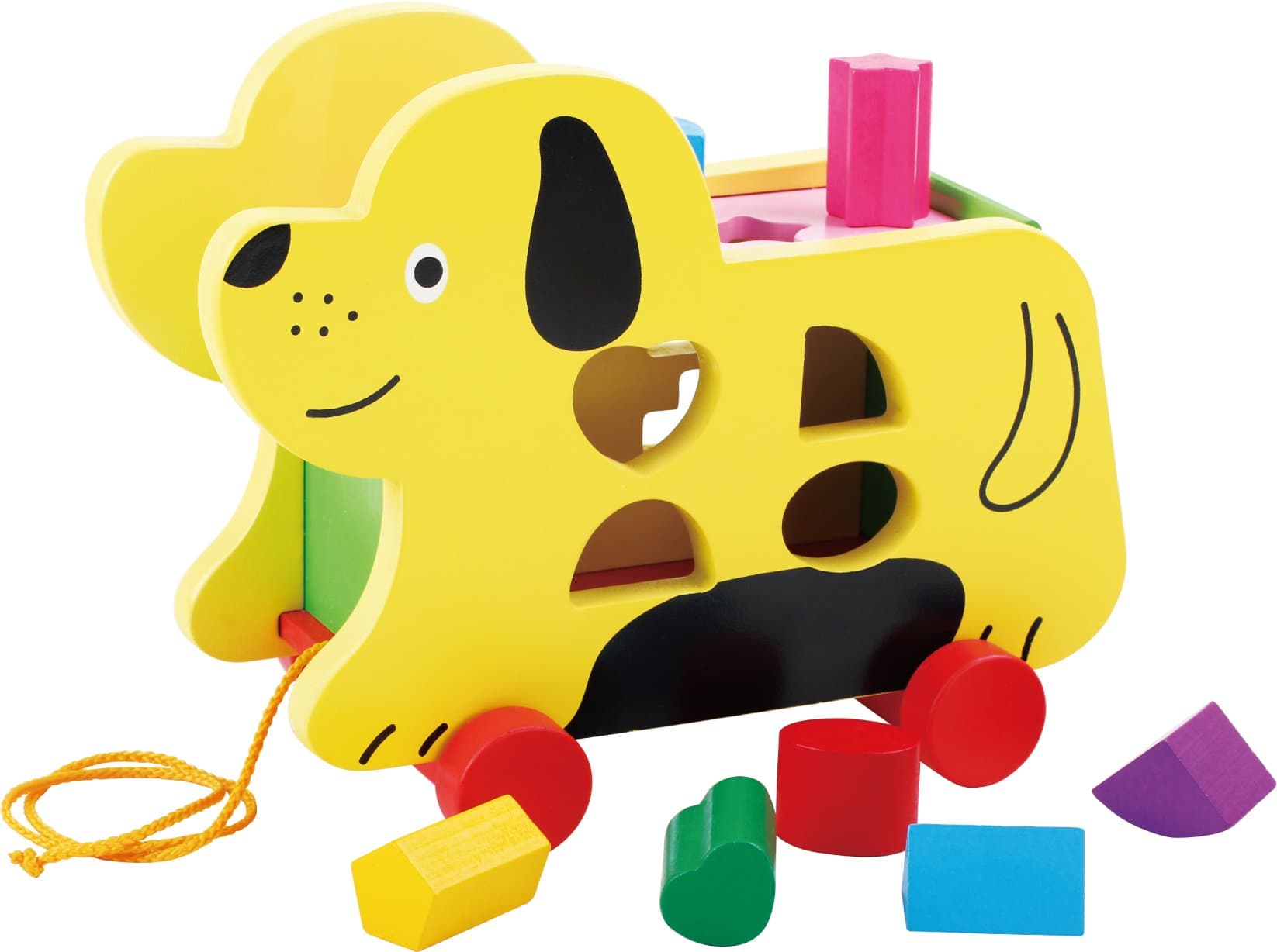 TOWO Wooden Pull Along Dog with Shape Sorter - Wooden Pull Along Puppy Toys for 1 Year Old - Wooden Pull Along Toys for Toddlers-Educational Toys for Baby-Early Learning Toys